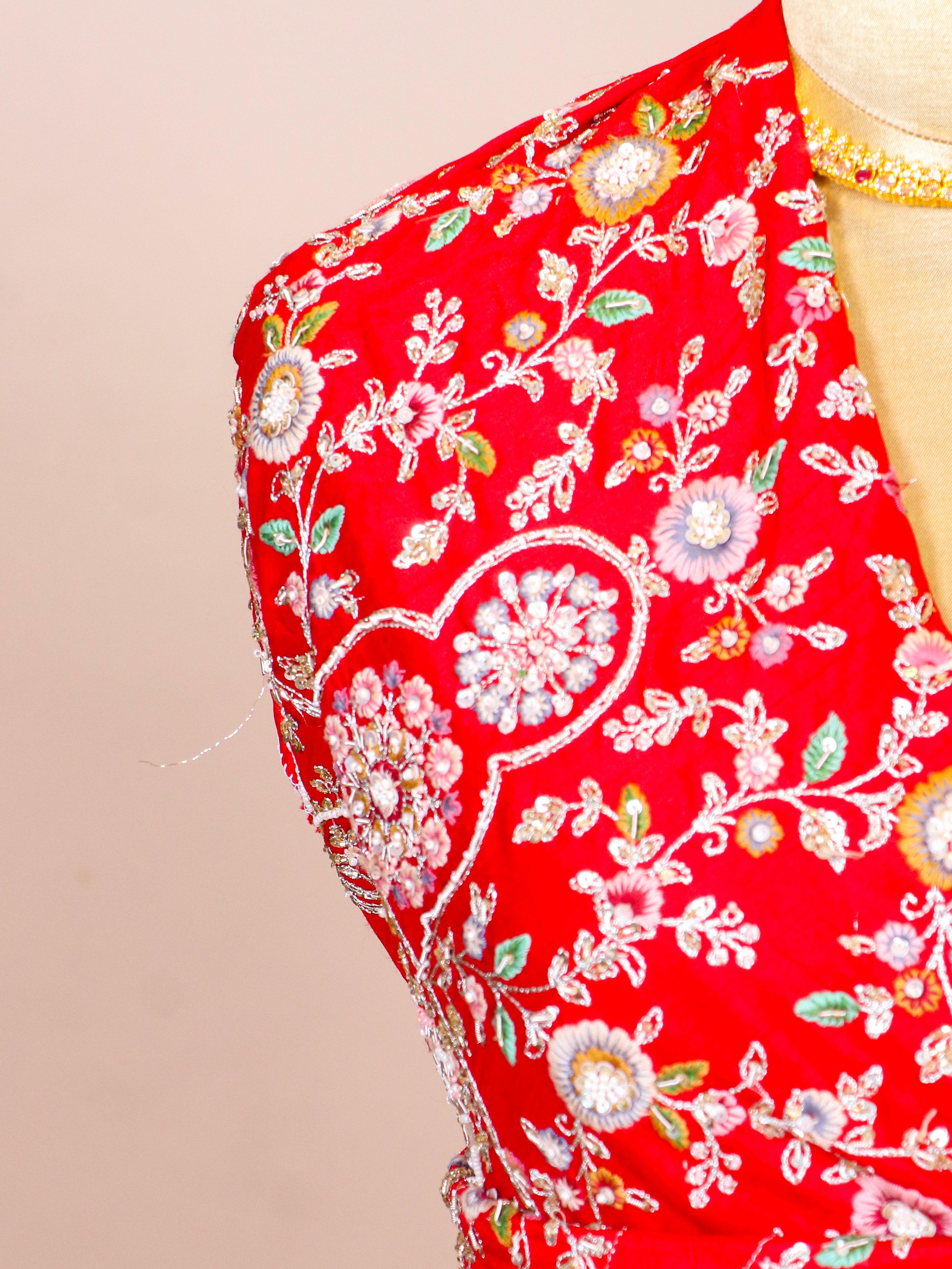 Designer Red Raw Silk Bridal Lehenga - Sumangal Ekam