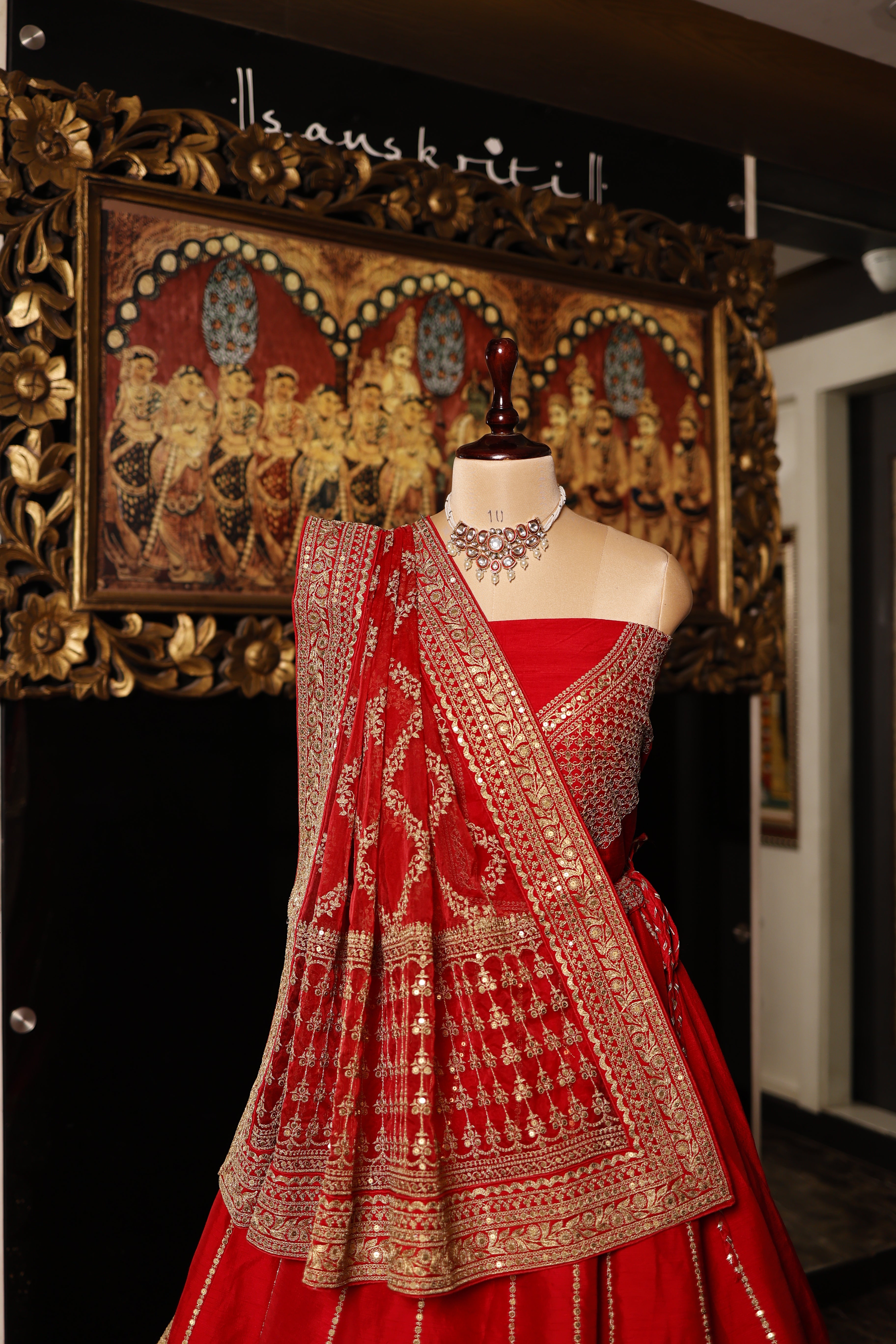 Designer Red Raw Silk Bridal Lehenga