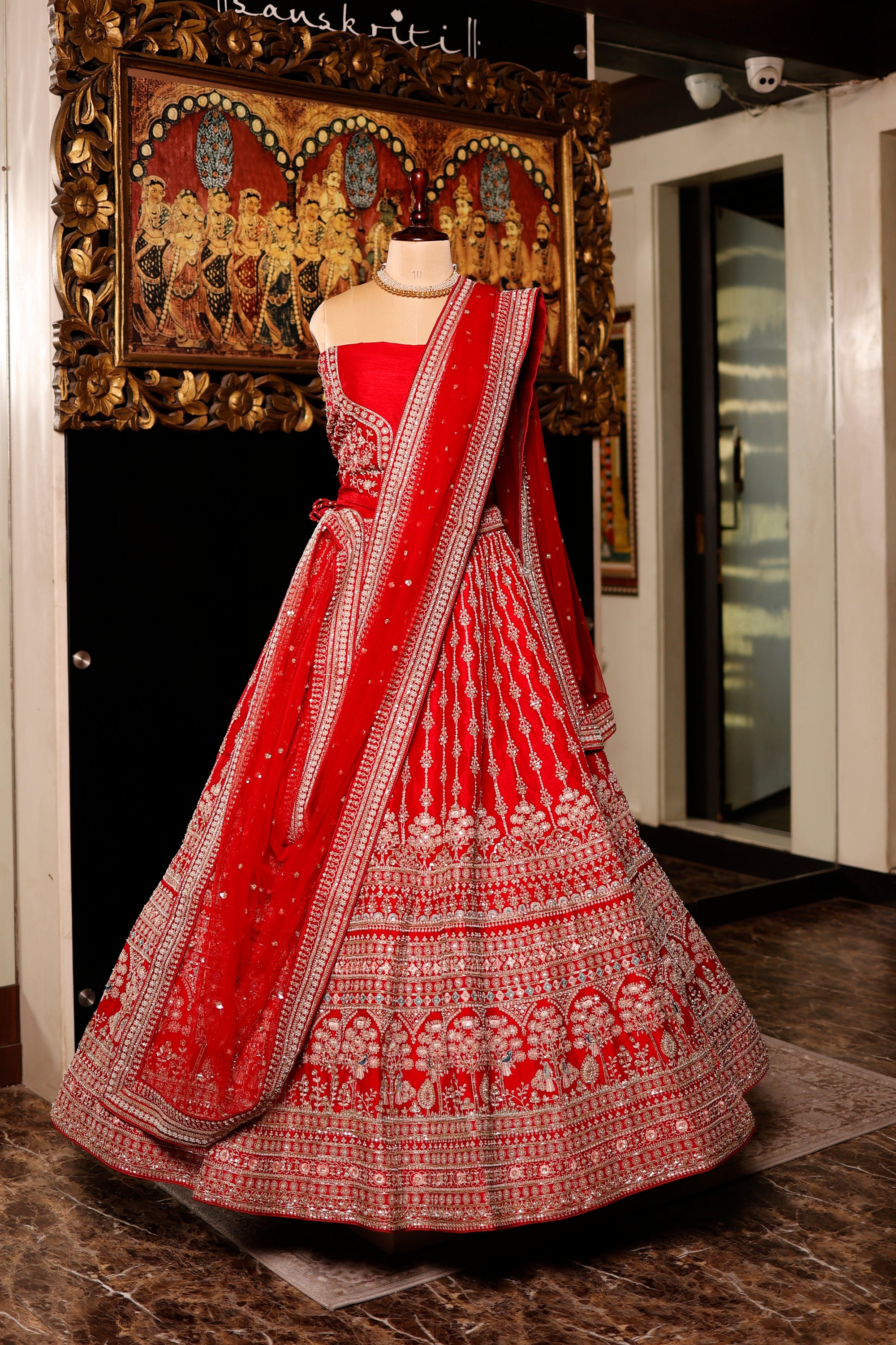 Designer Red Raw Silk Bridal Lehenga