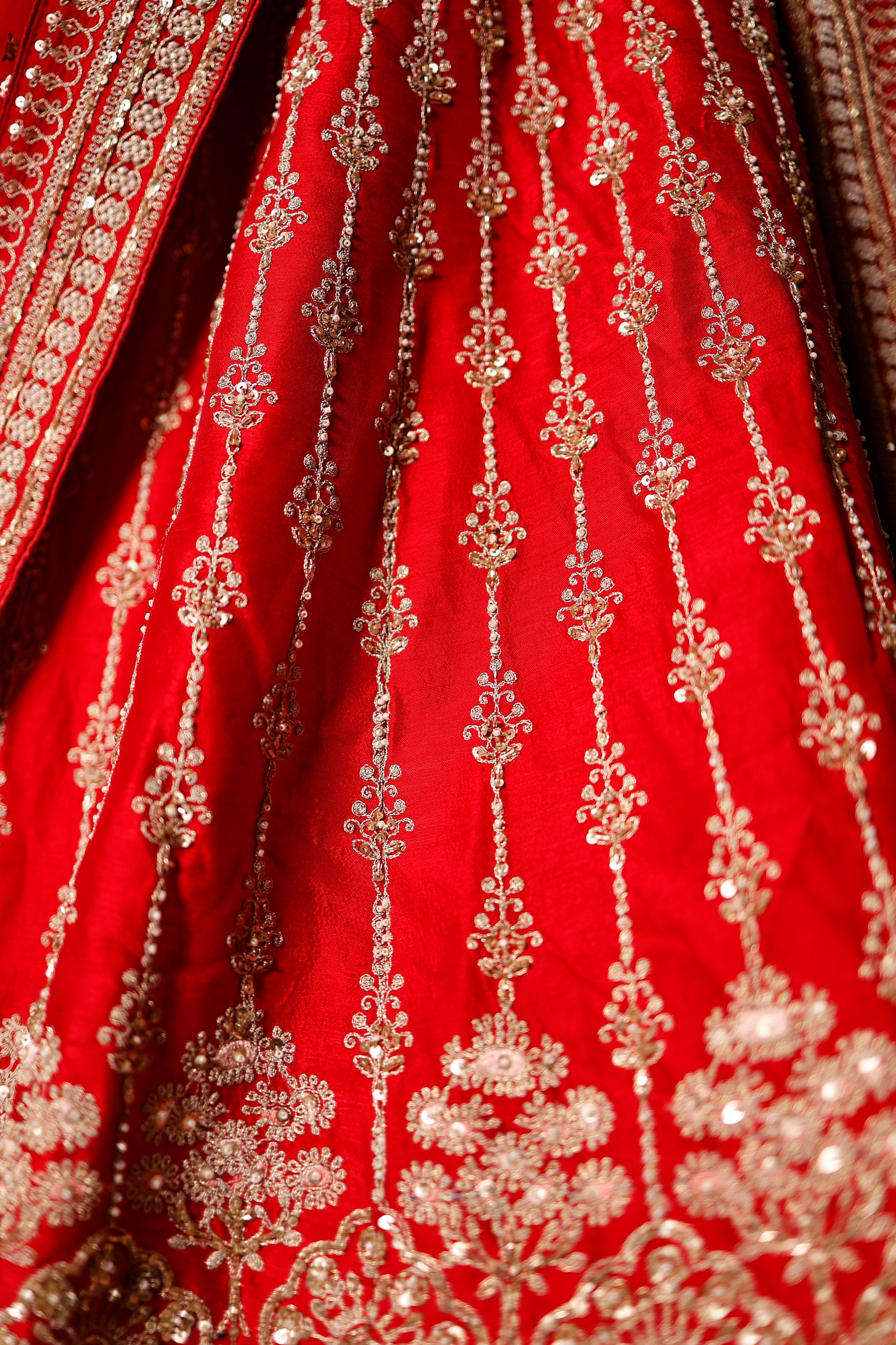Designer Red Raw Silk Bridal Lehenga