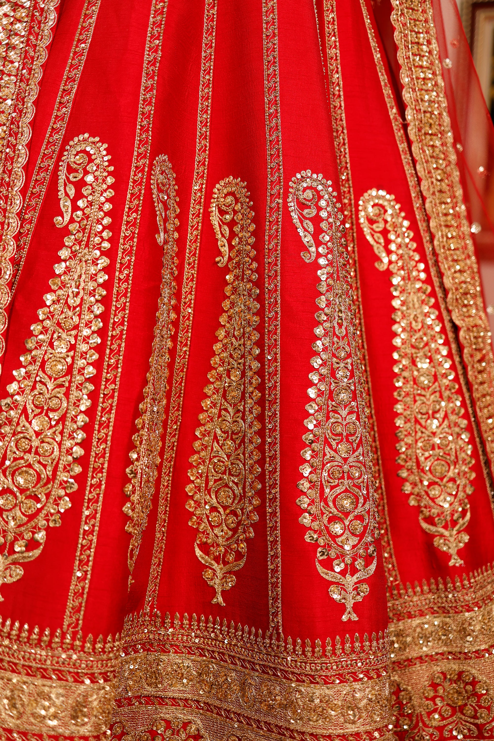 Designer Red Raw Silk Bridal Lehenga