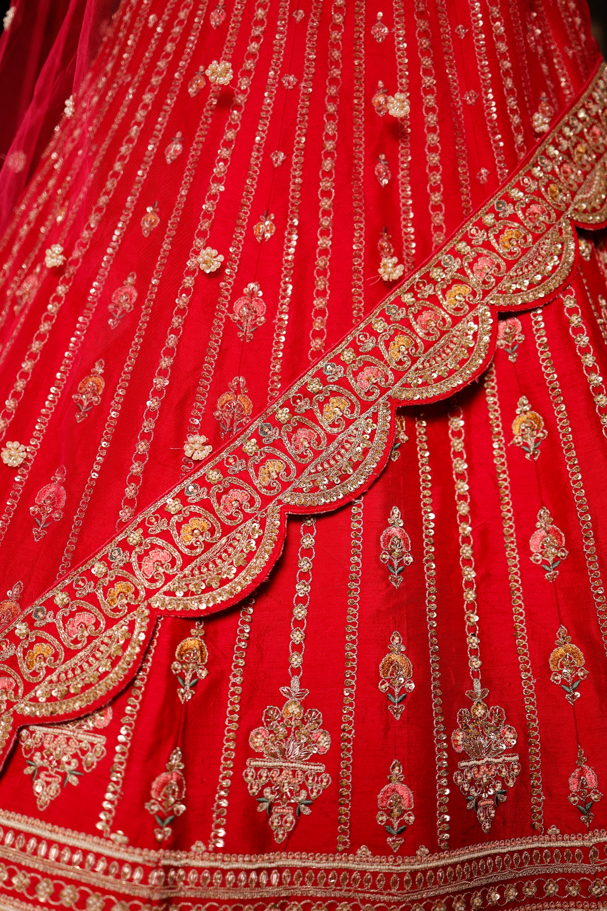 Designer Rani Pink Raw Silk Bridal Lehenga