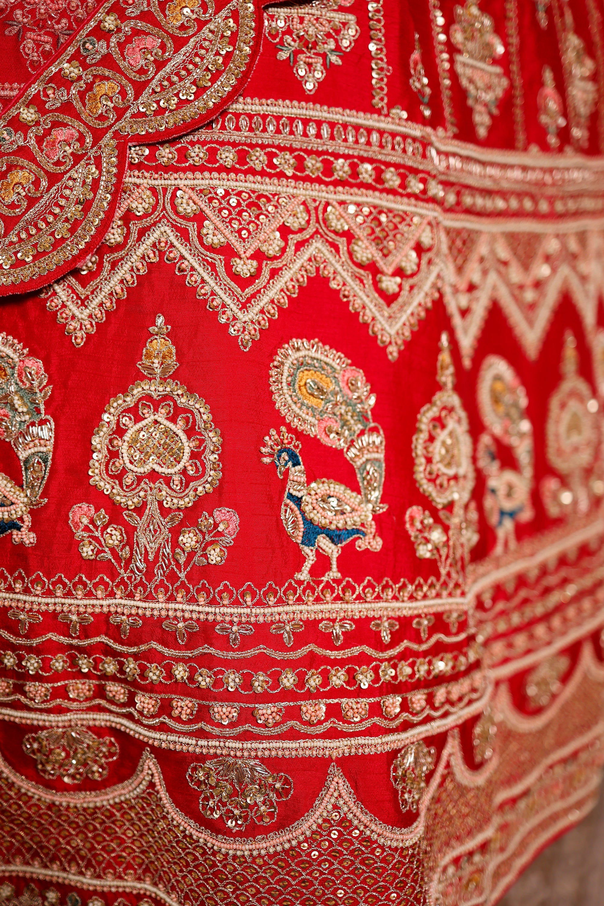 Designer Rani Pink Raw Silk Bridal Lehenga