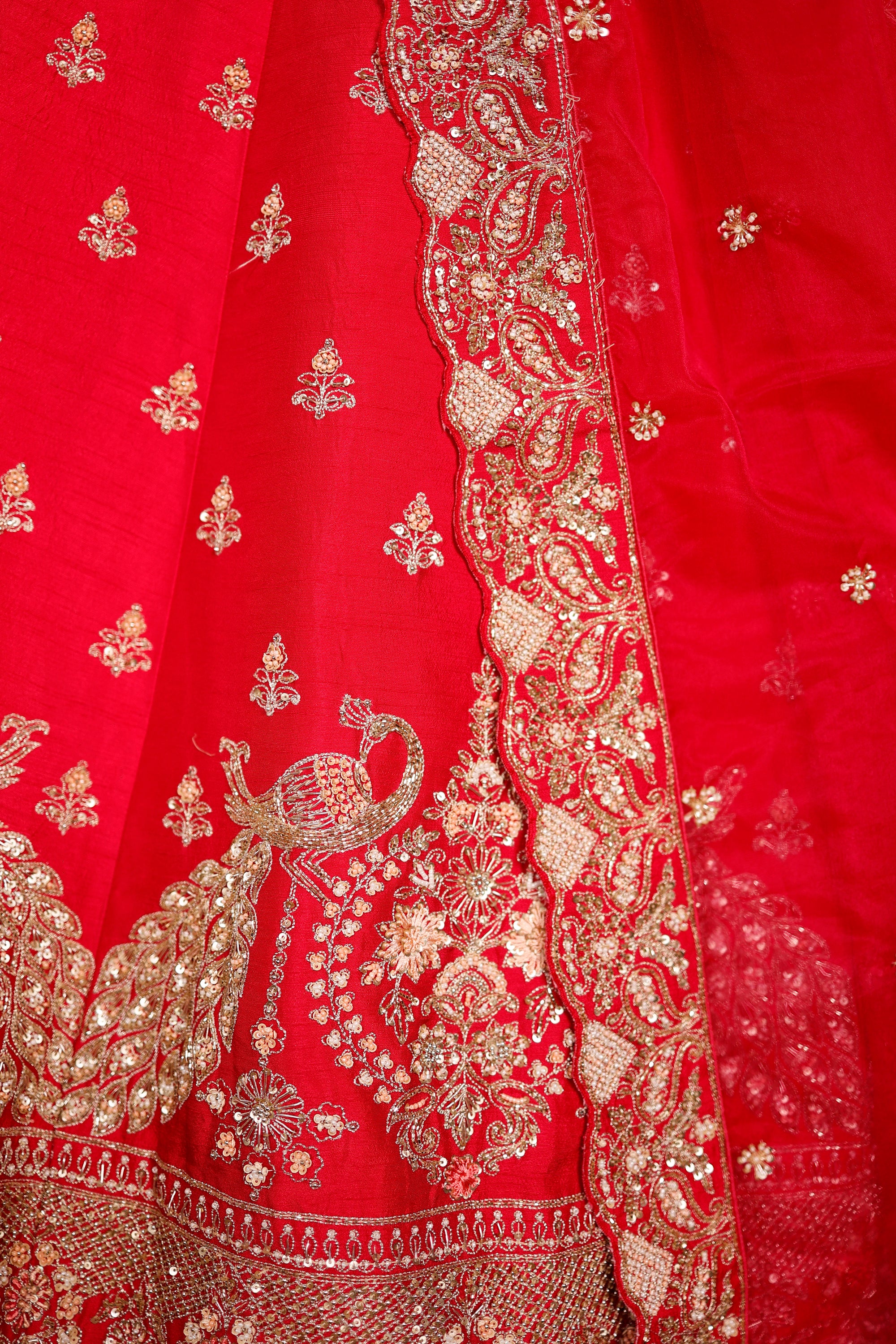Designer Rani Pink Raw Silk Bridal Lehenga