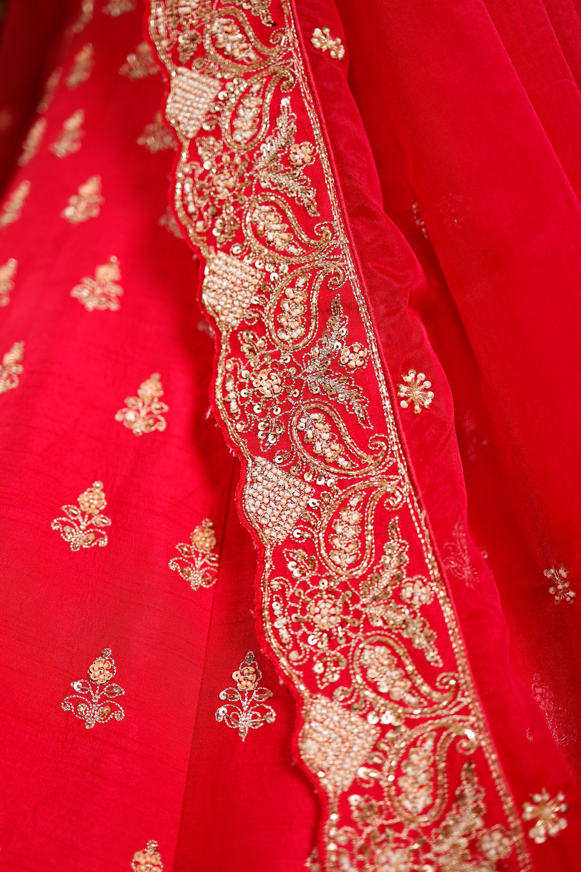 Designer Rani Pink Raw Silk Bridal Lehenga