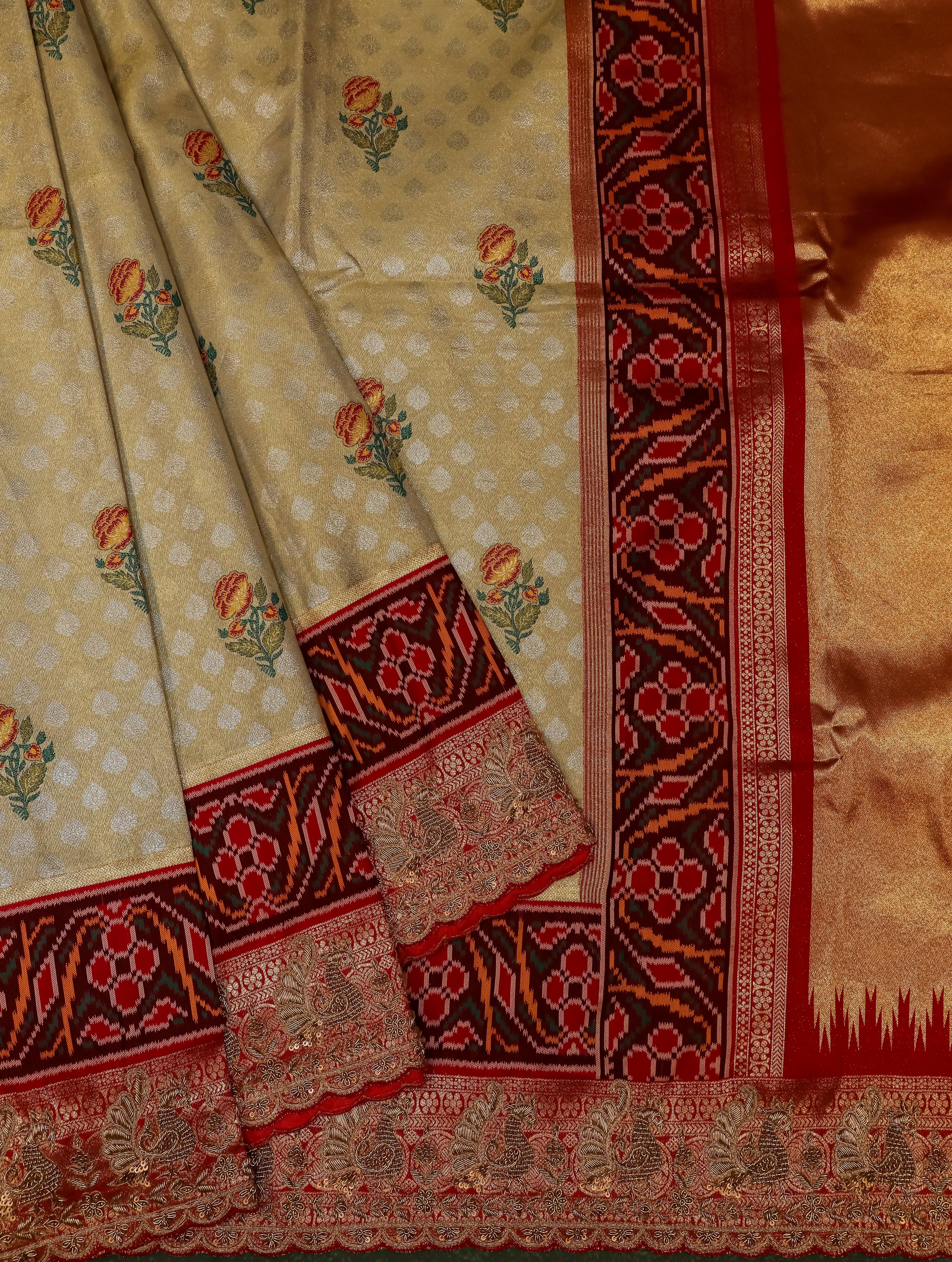 Designer Golden Katan Silk Saree - Sumangal Ekam