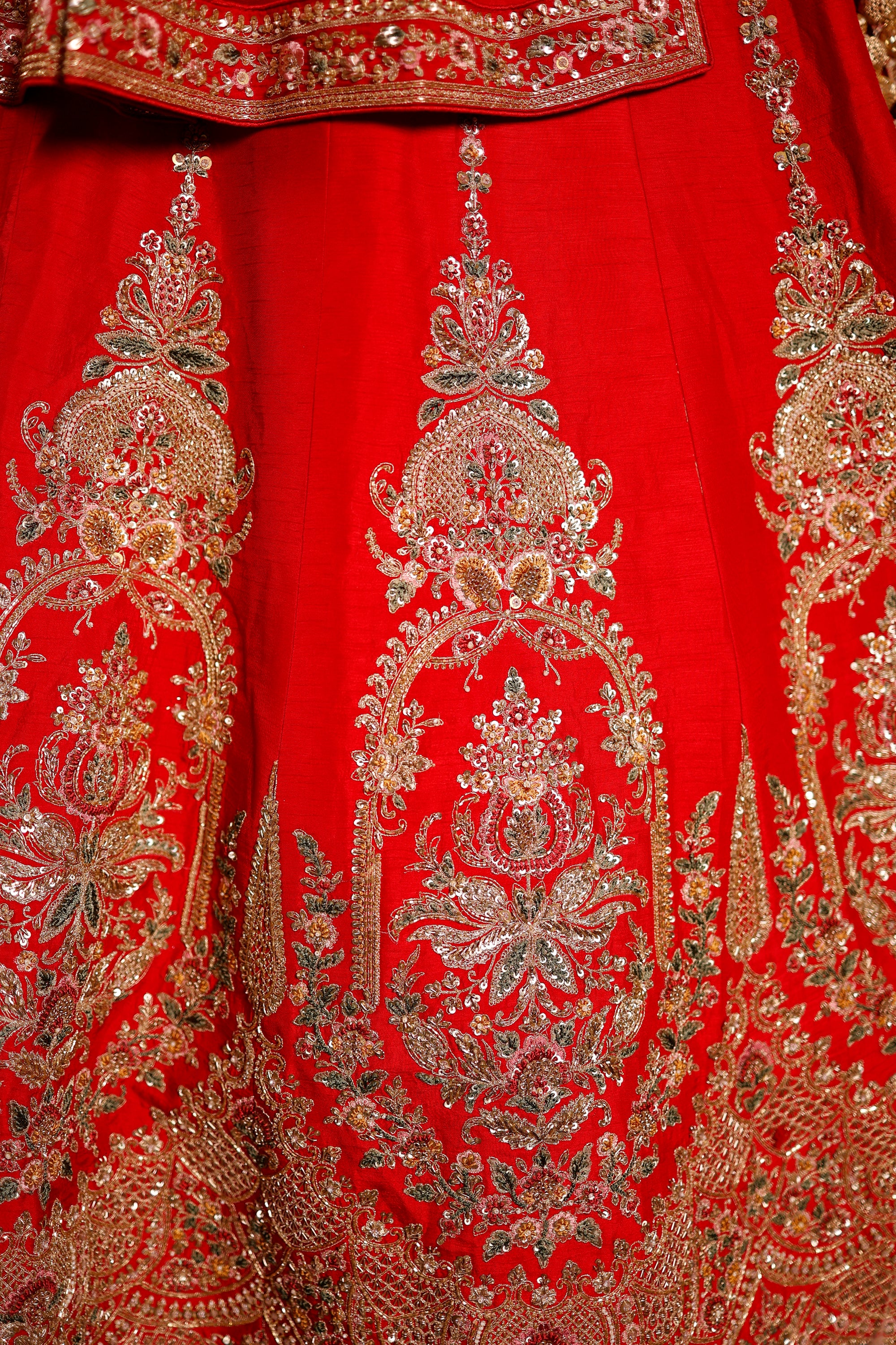 Designer Red Raw Silk Bridal Lehenga