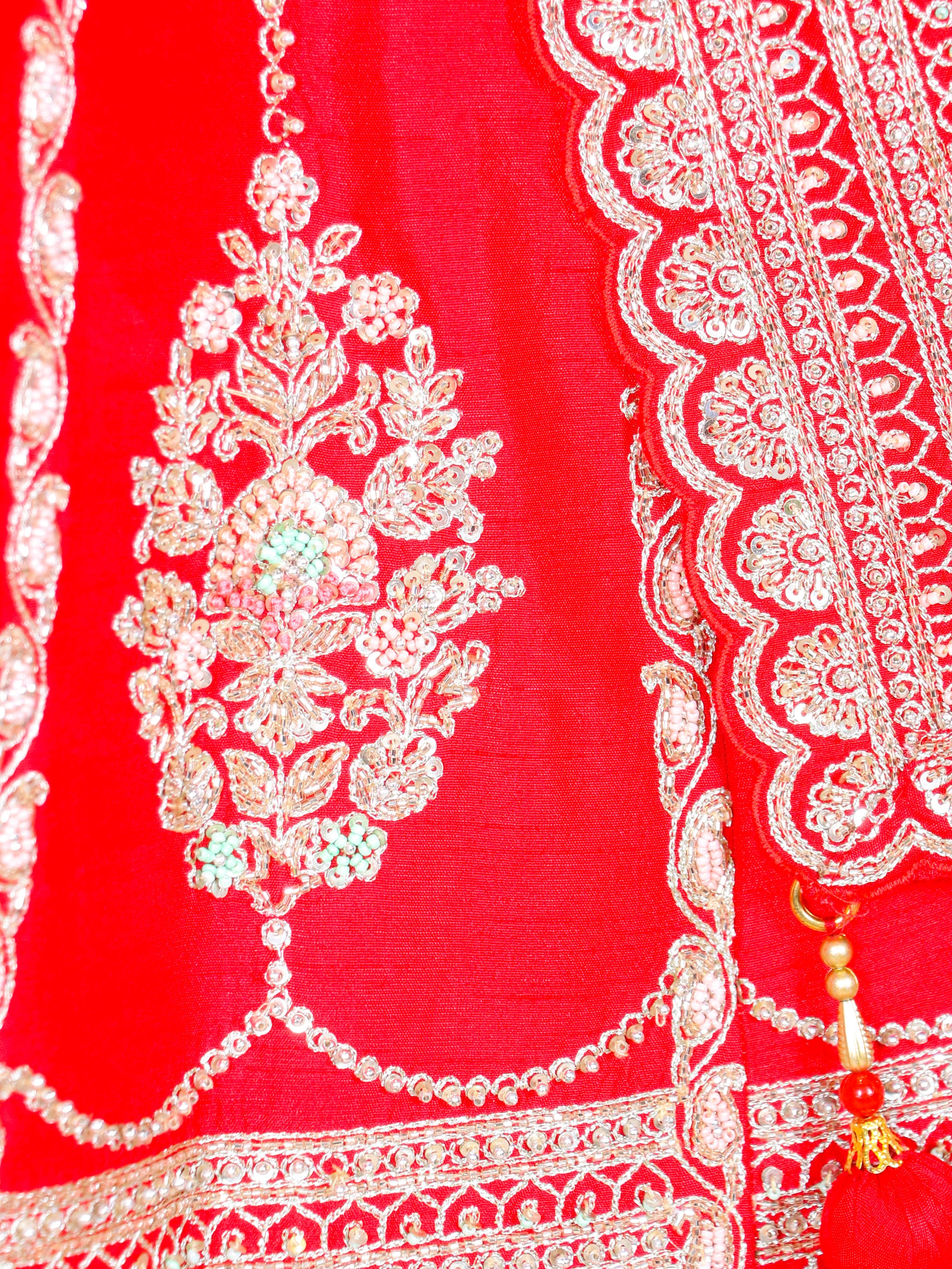 Designer Red Raw Silk Bridal Lehenga - Sumangal Ekam