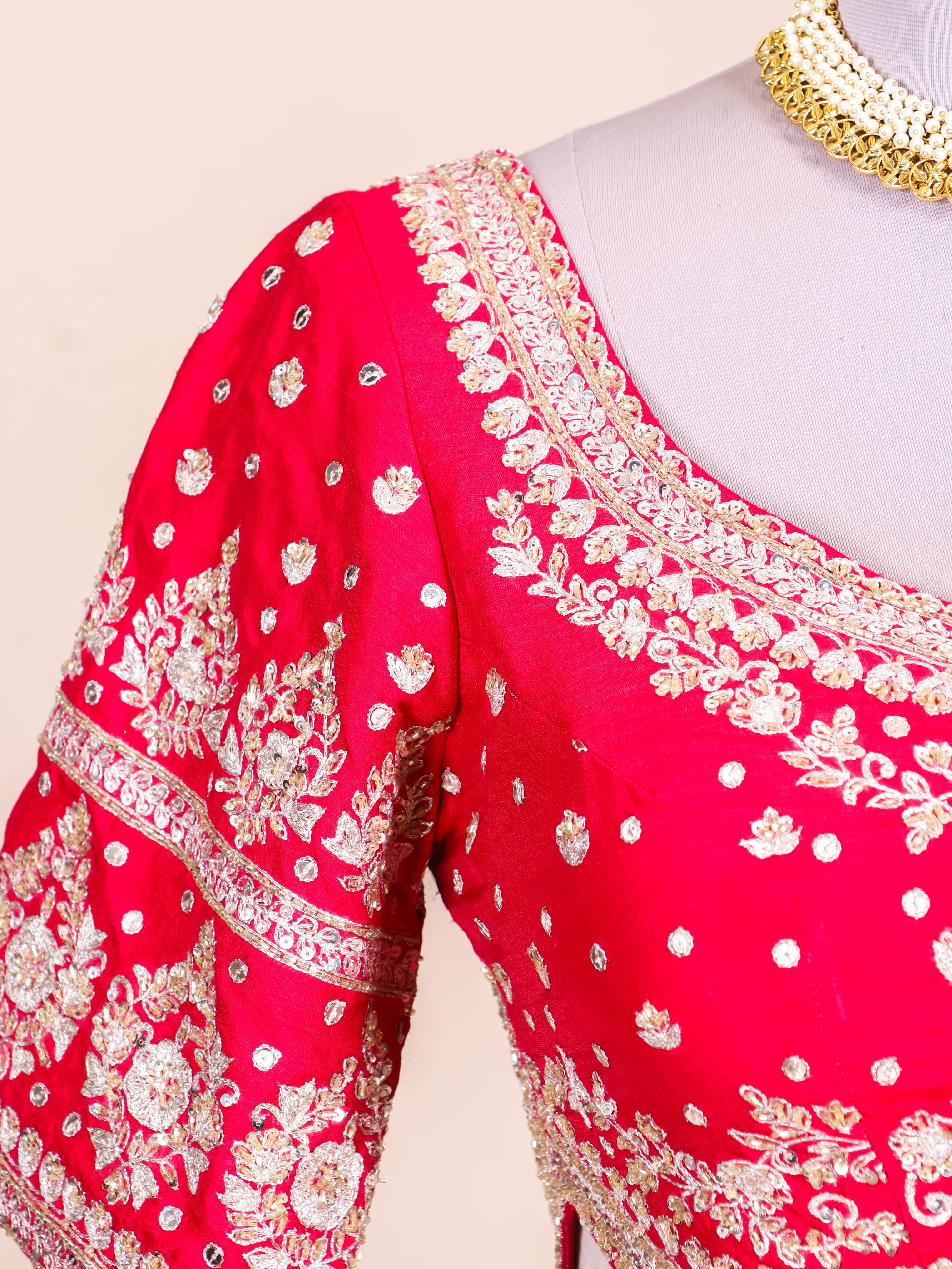 Designer Red Crepe Silk Party Wear Lehenga - Sumangal Ekam