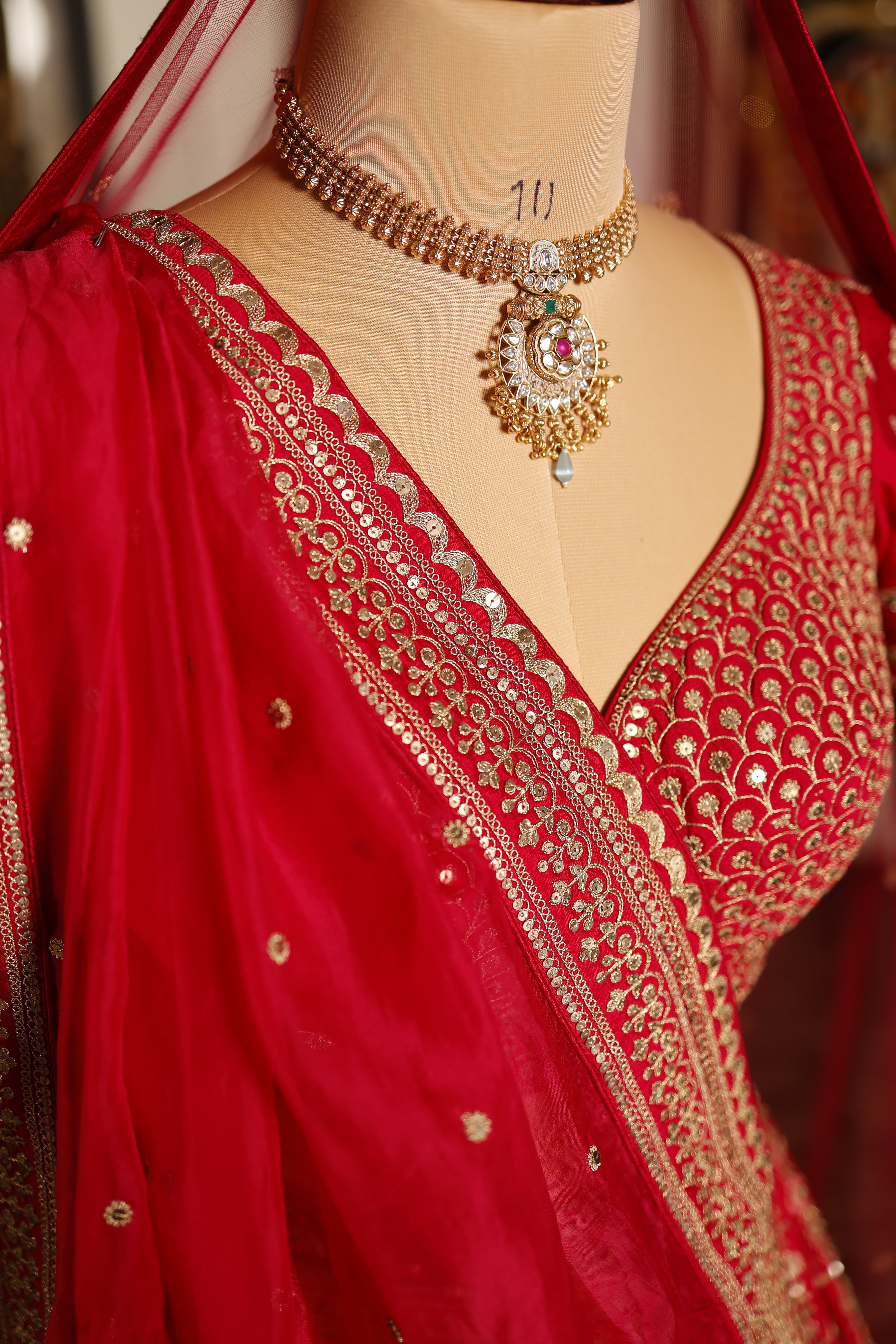 Designer Rani Pink Raw Silk Bridal Lehenga