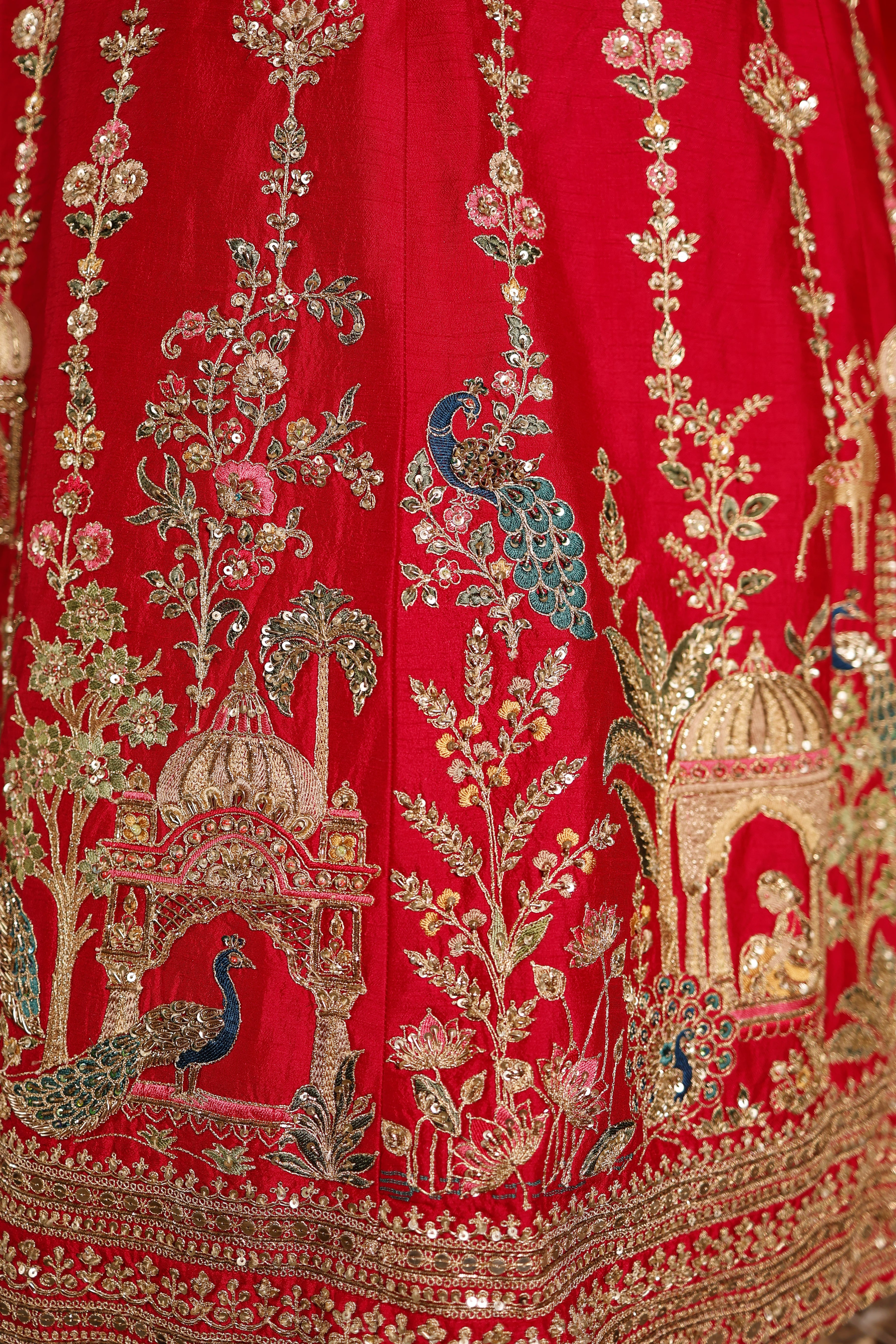 Designer Rani Pink Raw Silk Bridal Lehenga