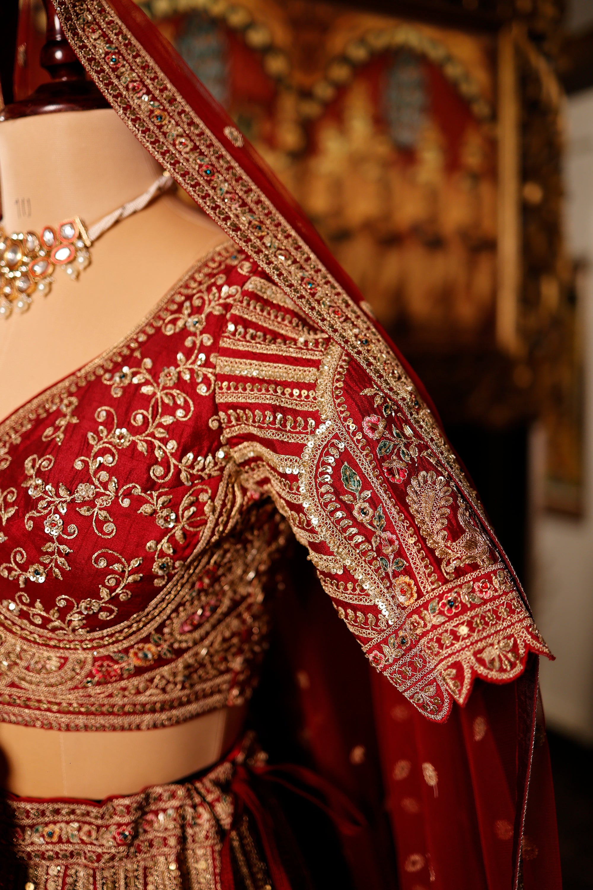 Designer Reddish Maroon Raw Silk Bridal Lehenga