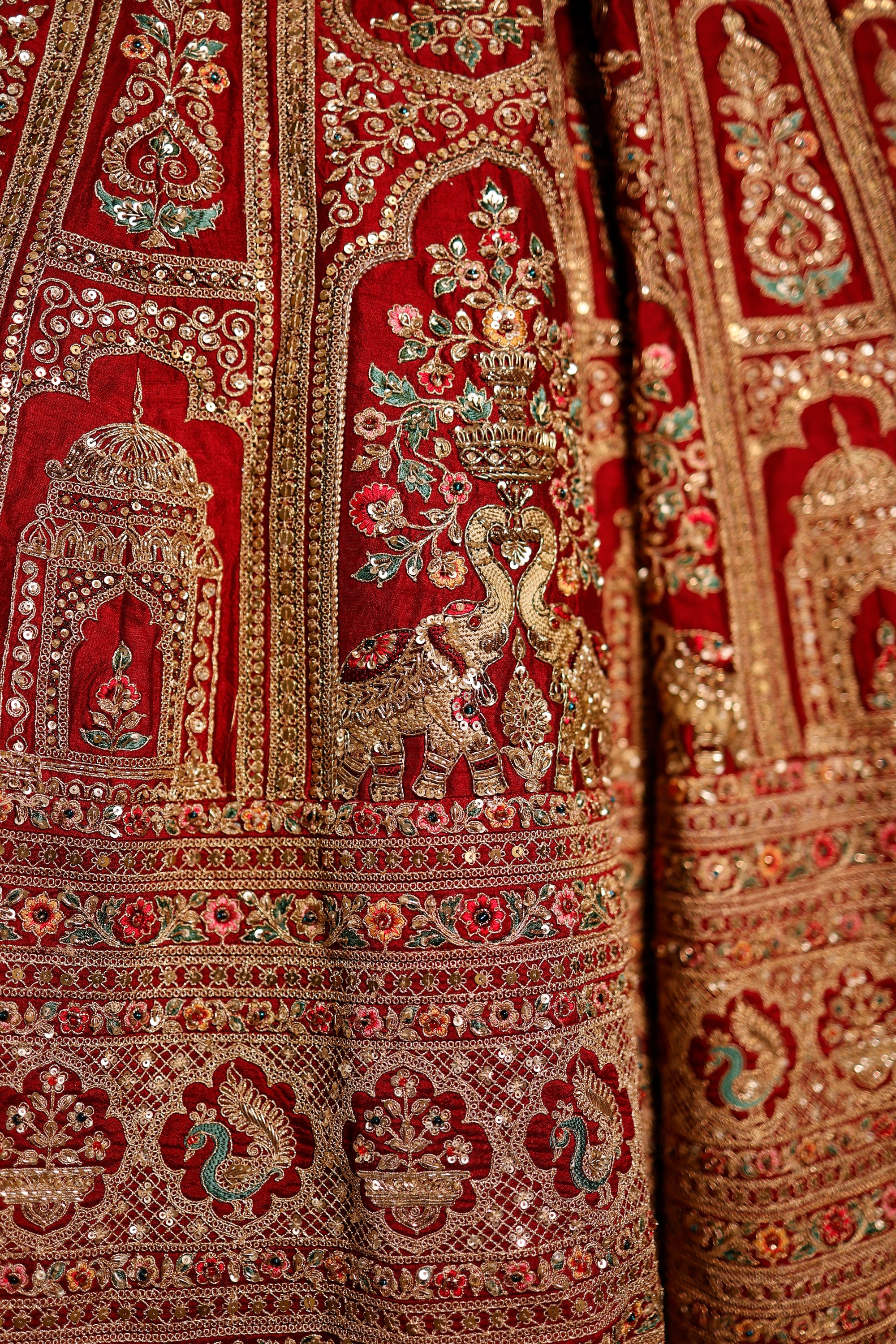 Designer Reddish Maroon Raw Silk Bridal Lehenga