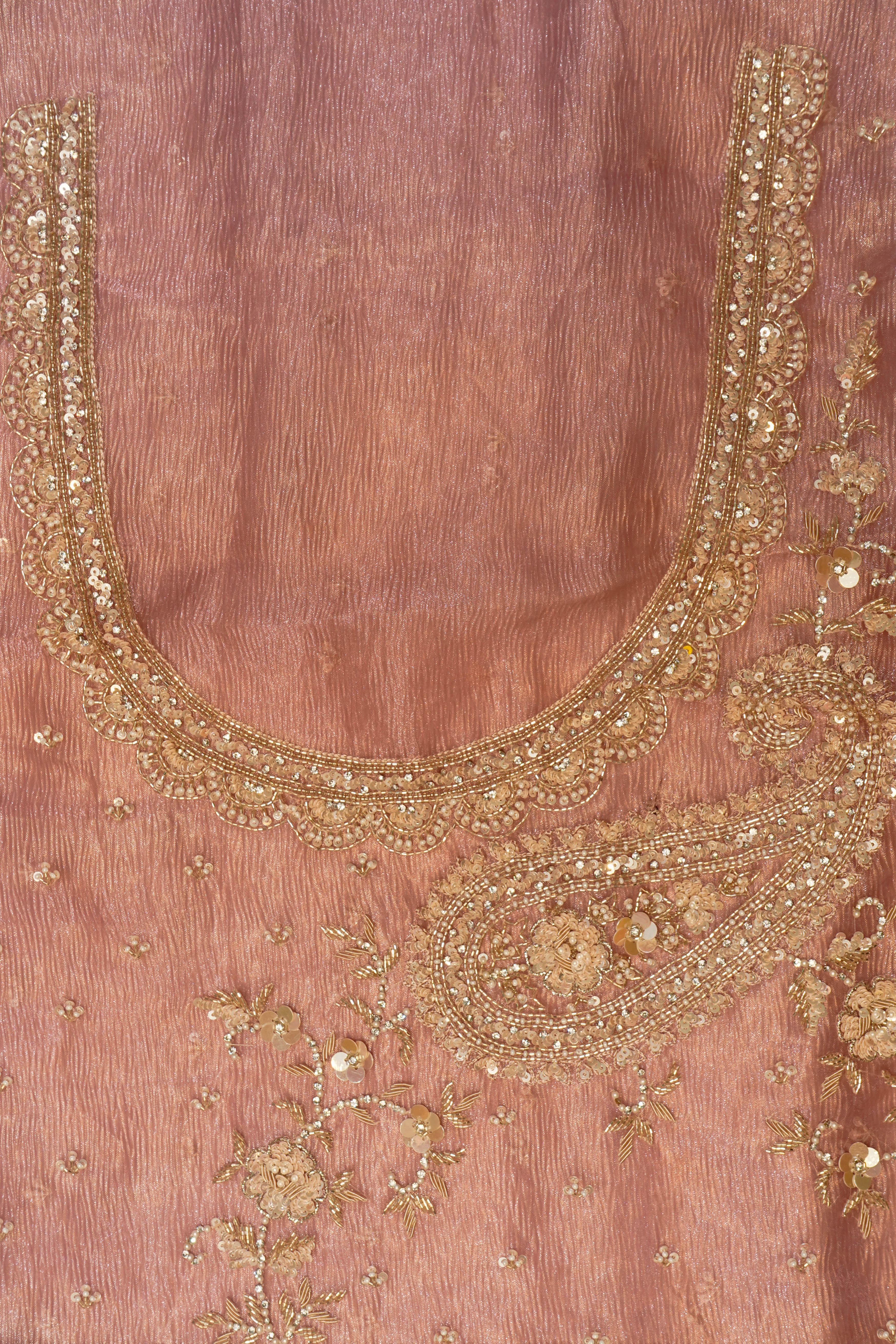 Designer Peach Crush Tissue Saree
