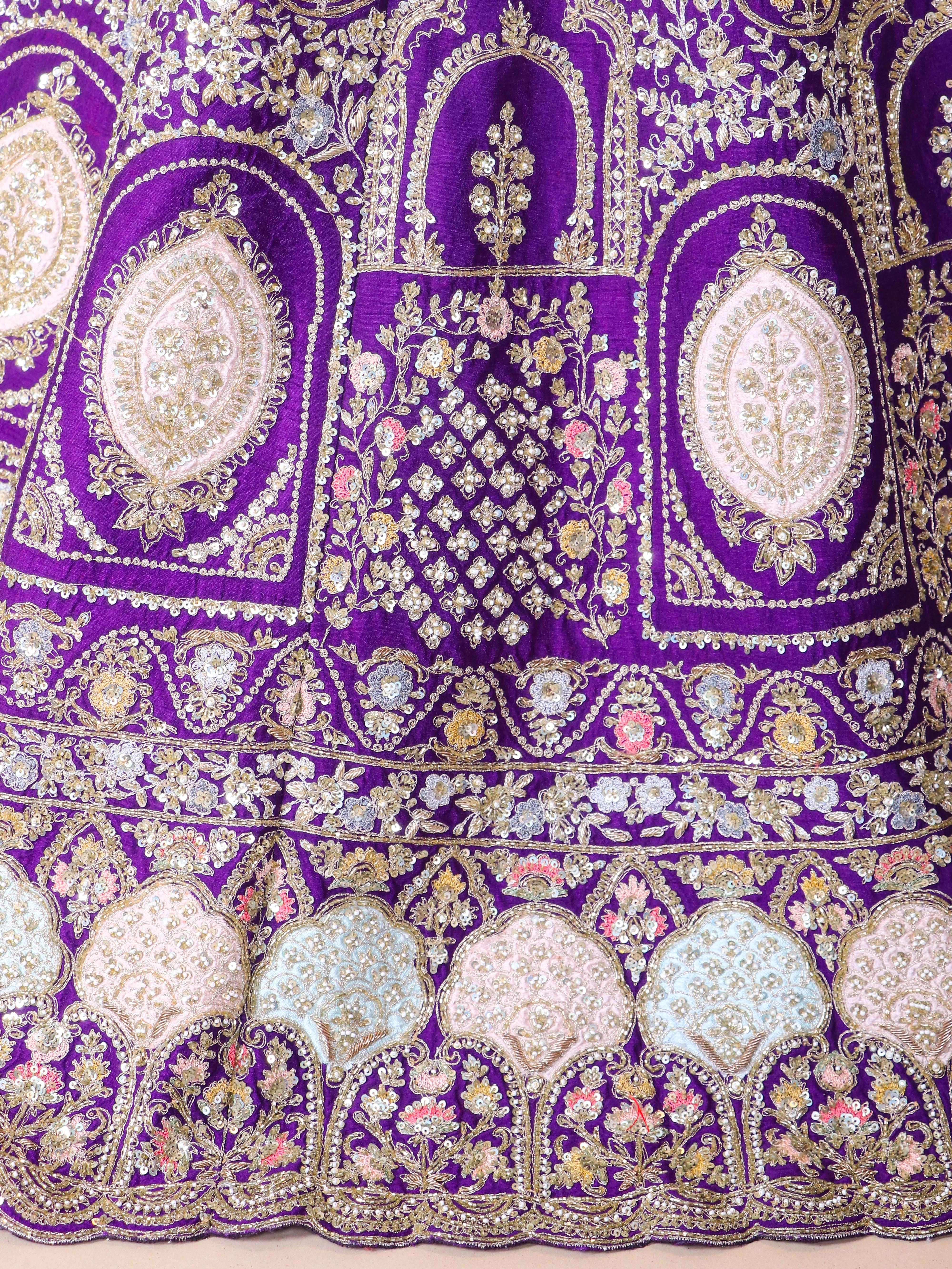 Designer Purple Raw Silk Party Wear Lehenga - Sumangal Ekam