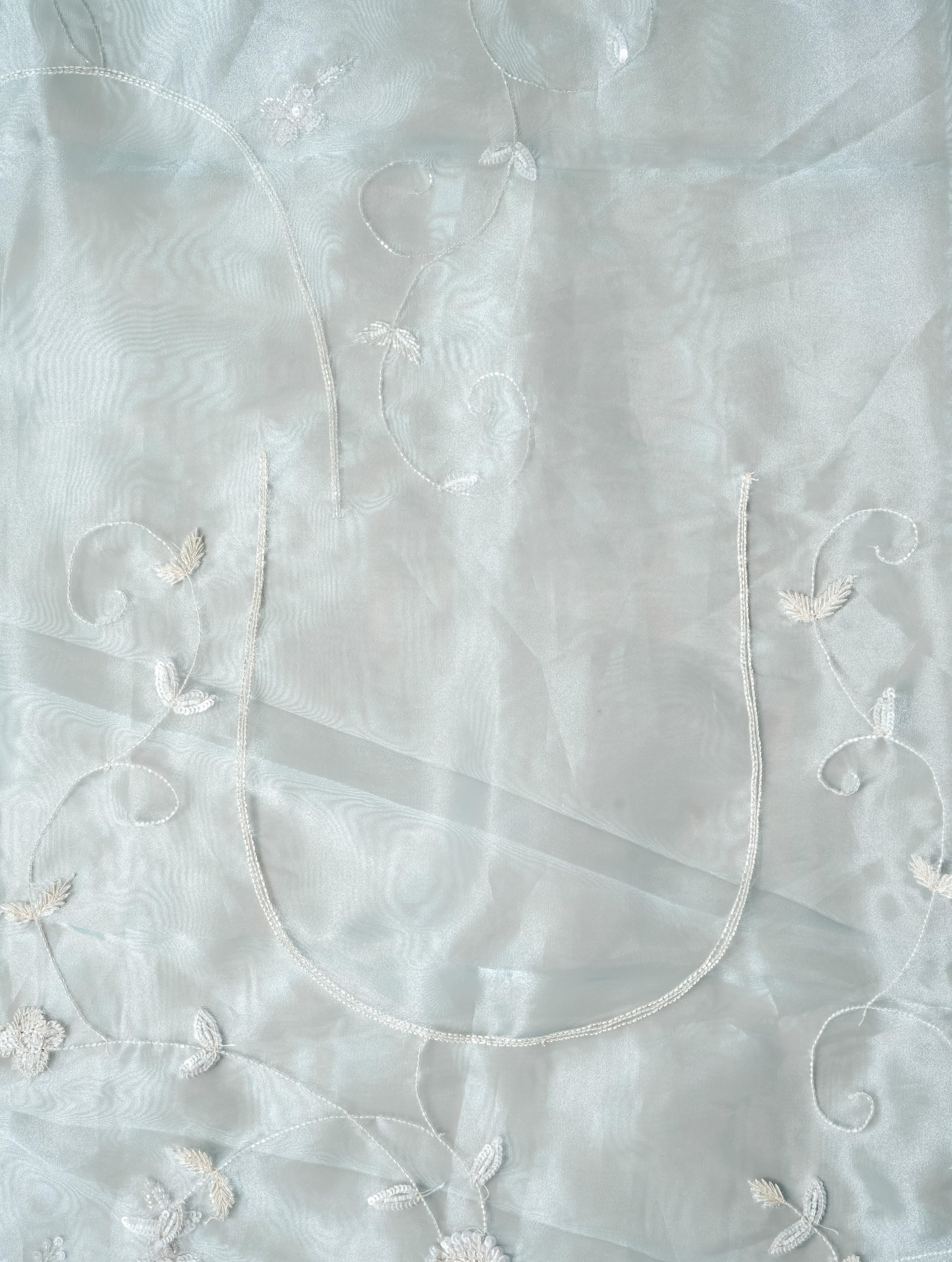 Designer Light Blue Organza Tissue Silk Saree - Sumangal Ekam