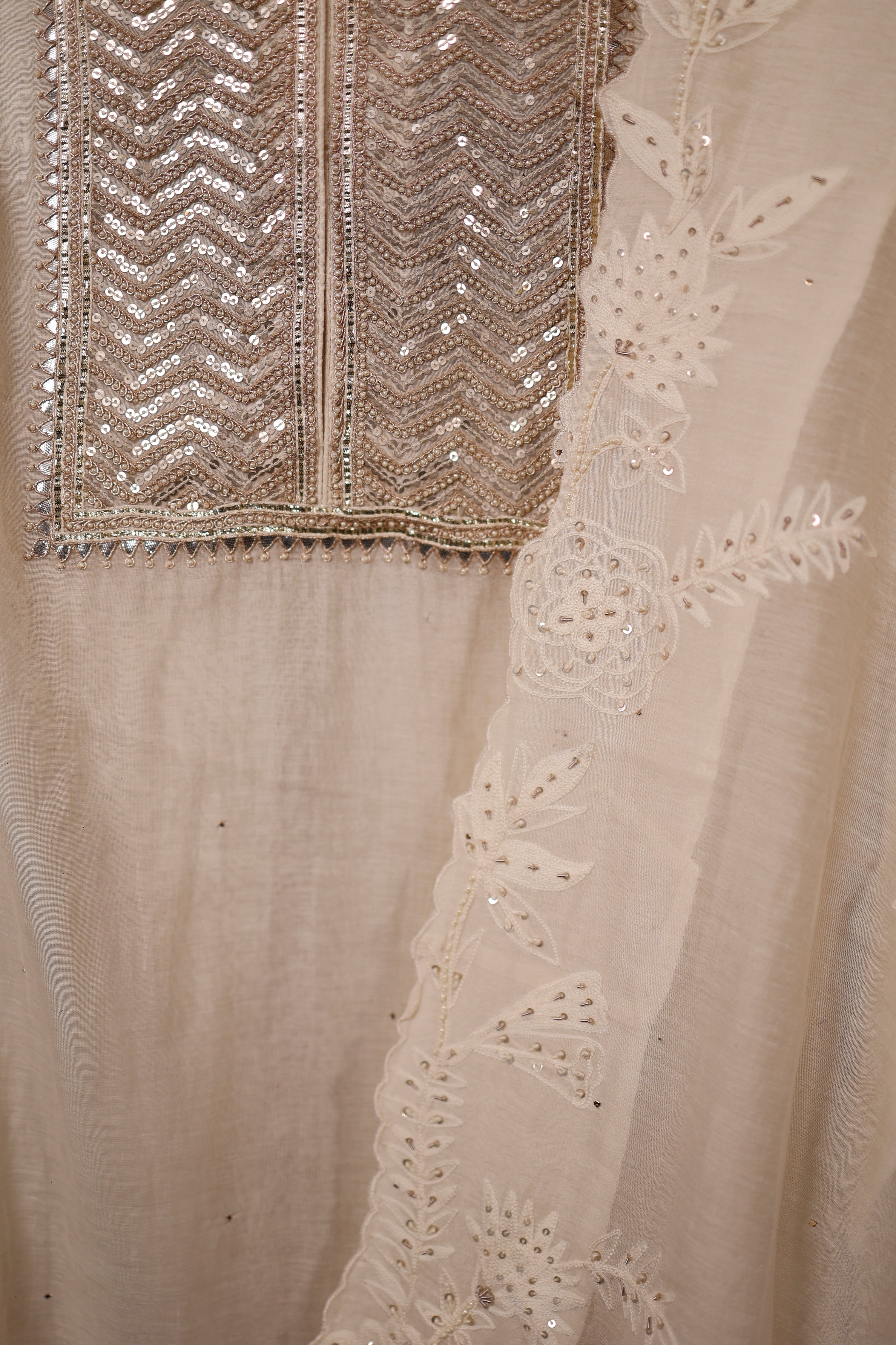 Designer Off White Mul Cotton Suit Set