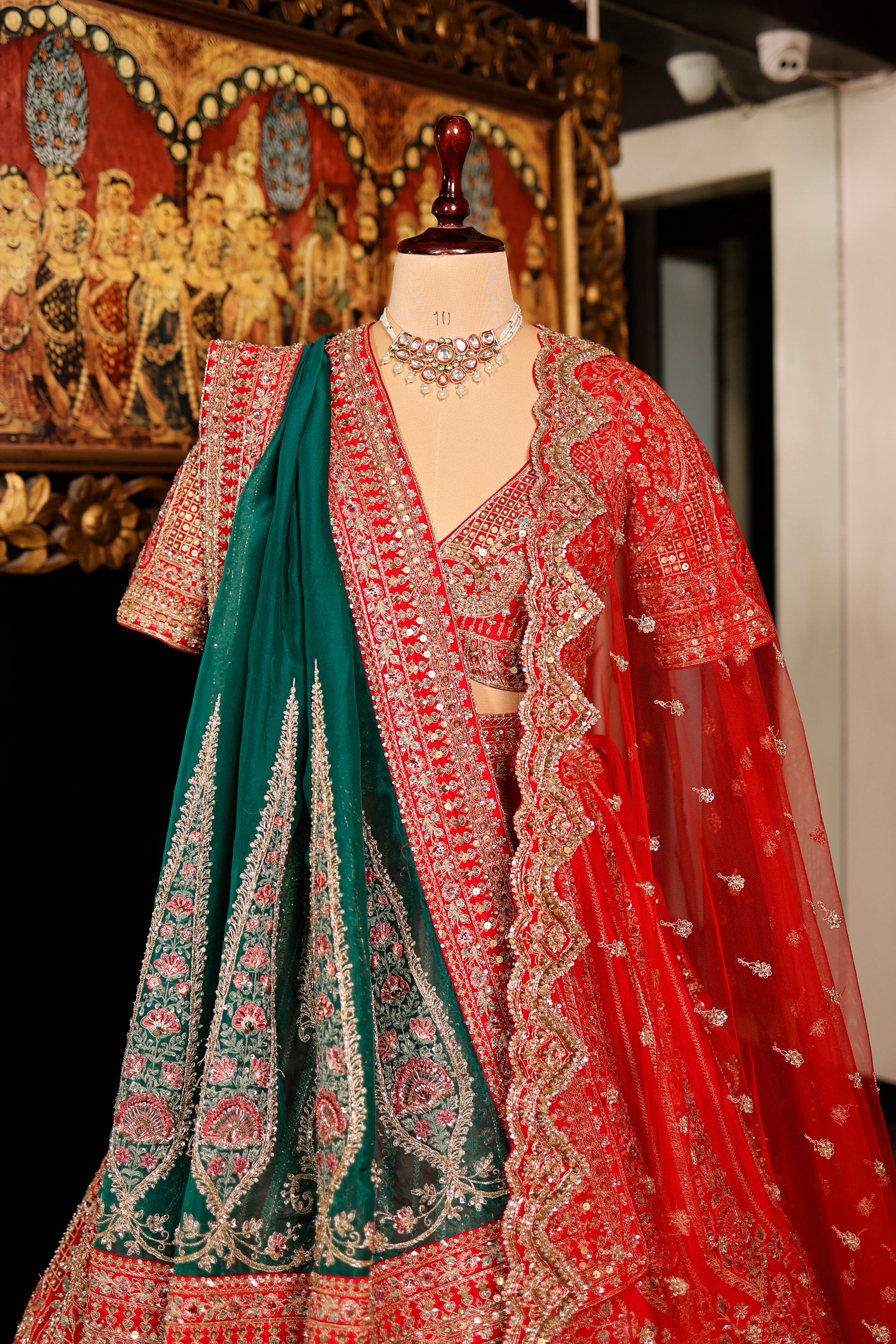 Designer Red Raw Silk Bridal Lehenga