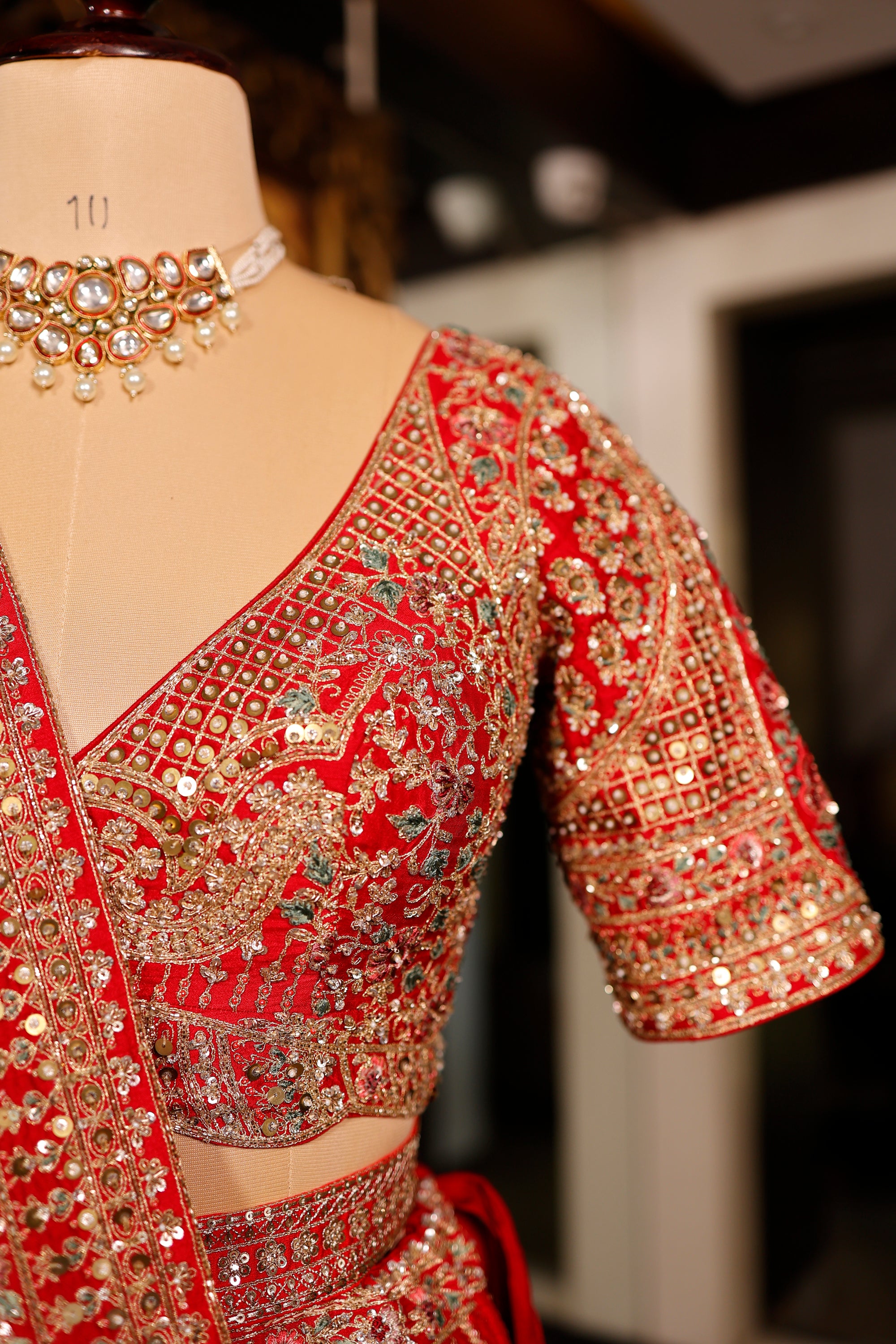 Designer Red Raw Silk Bridal Lehenga