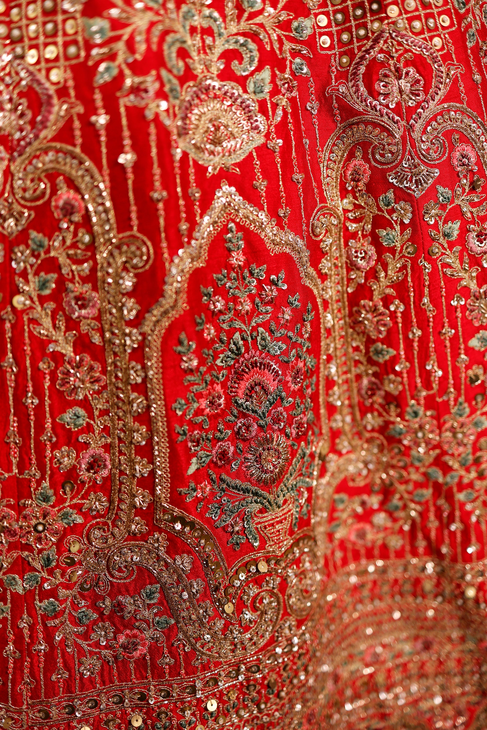 Designer Red Raw Silk Bridal Lehenga