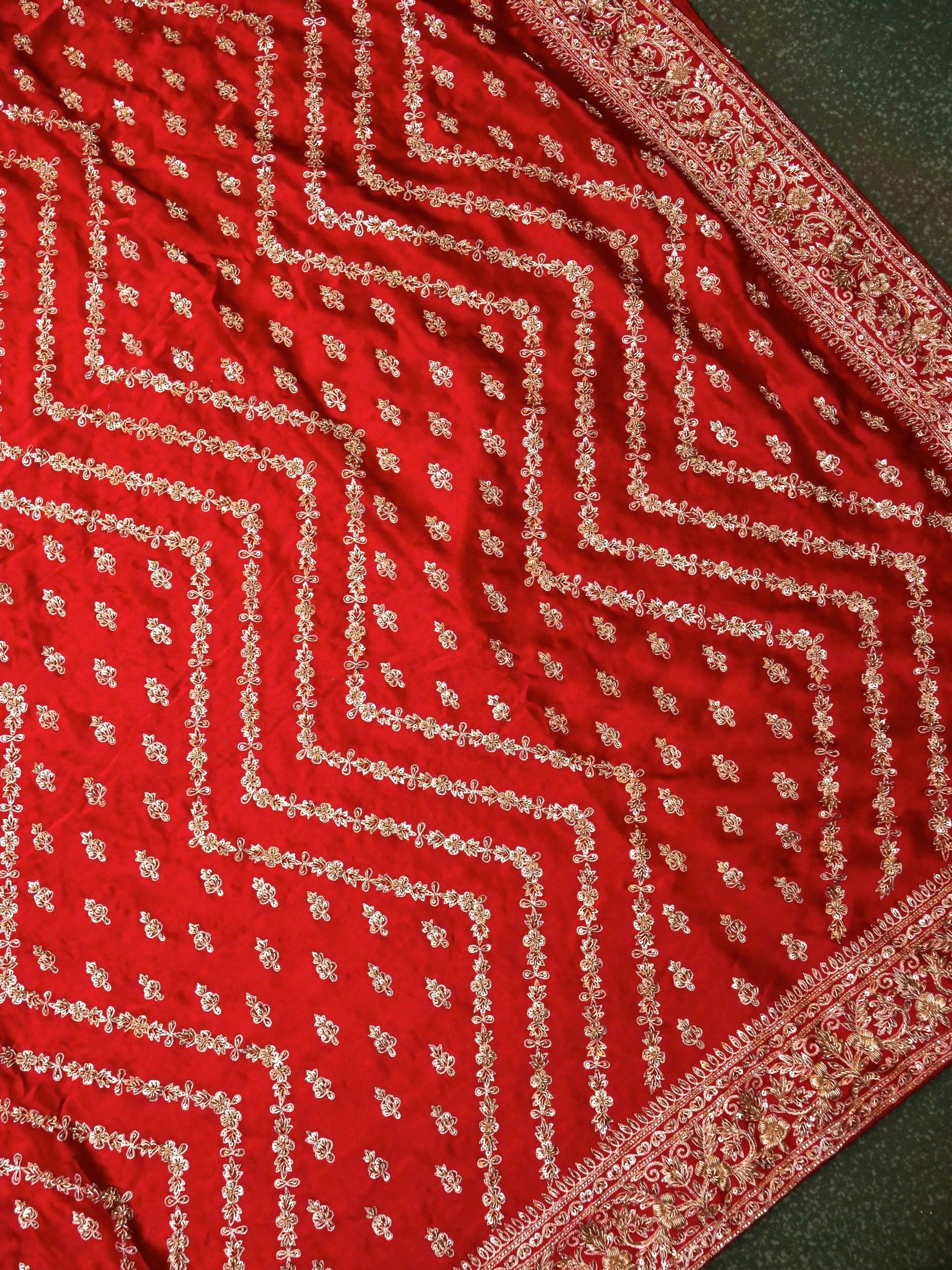 Designer Red Katan Silk Saree - Sumangal Ekam