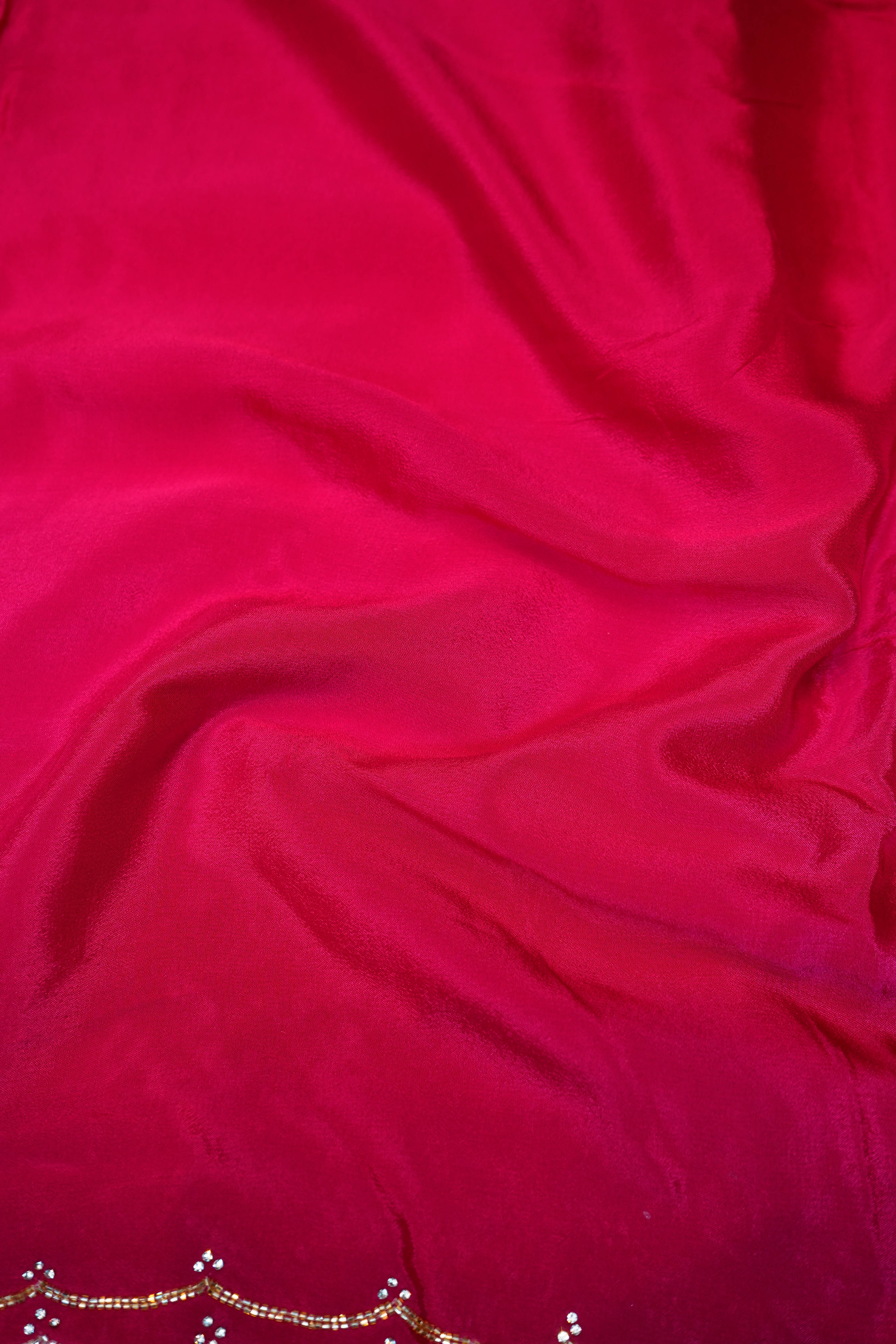 Designer Pink Crepe Silk Saree