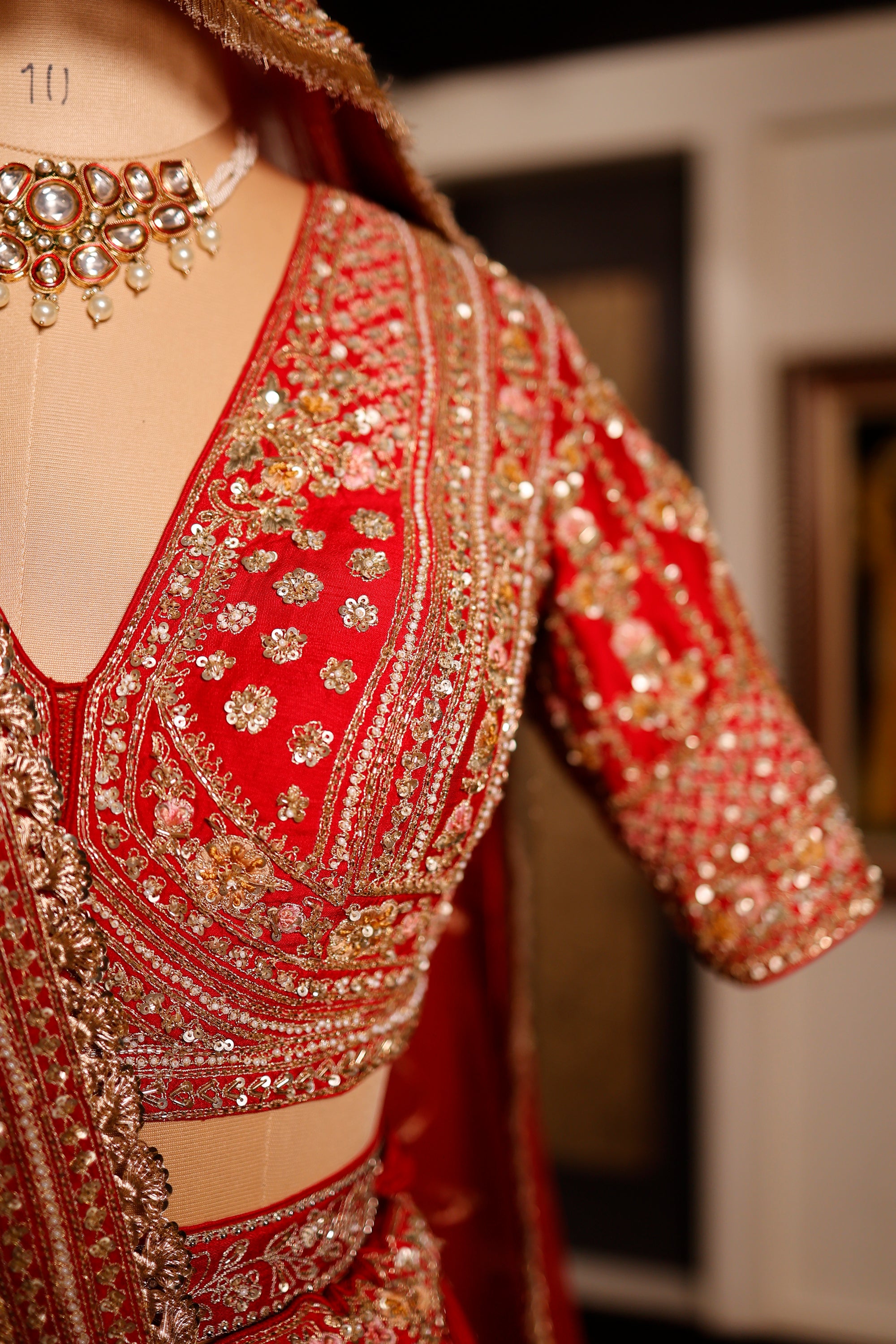Designer Red Raw Silk Bridal Lehenga