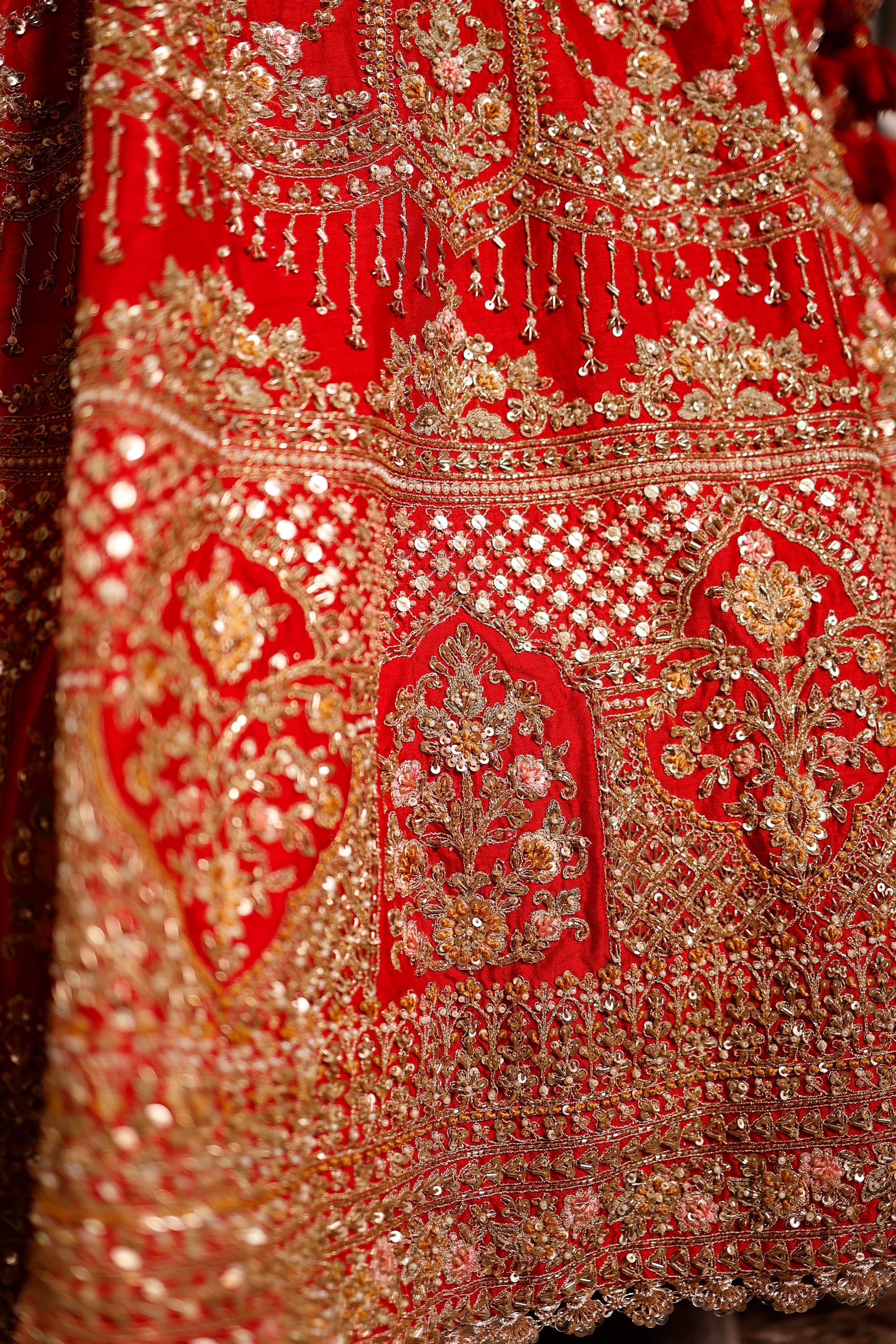 Designer Red Raw Silk Bridal Lehenga