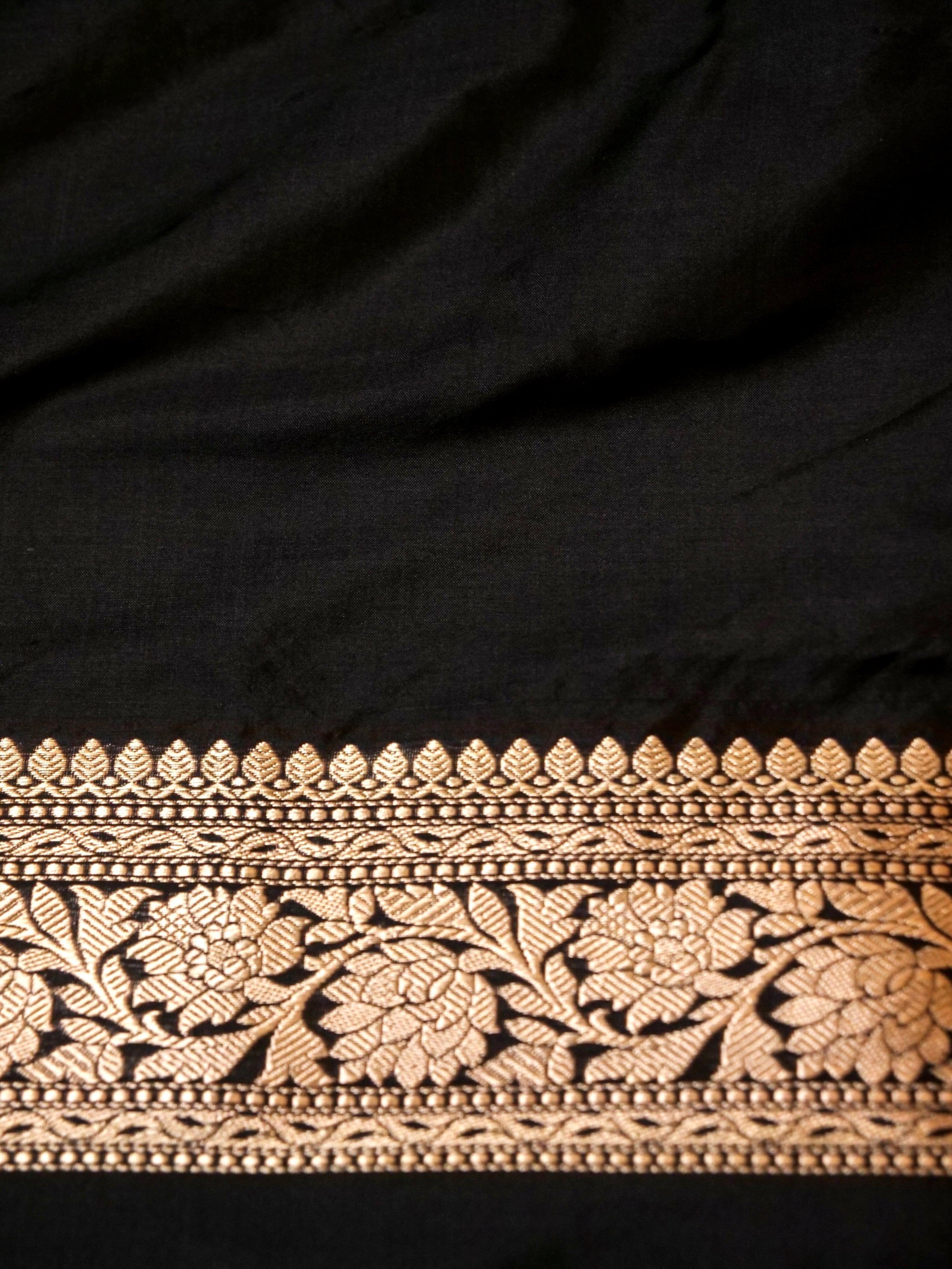 Handwoven Black Banarasi Katan Silk Suit - Sumangal Ekam