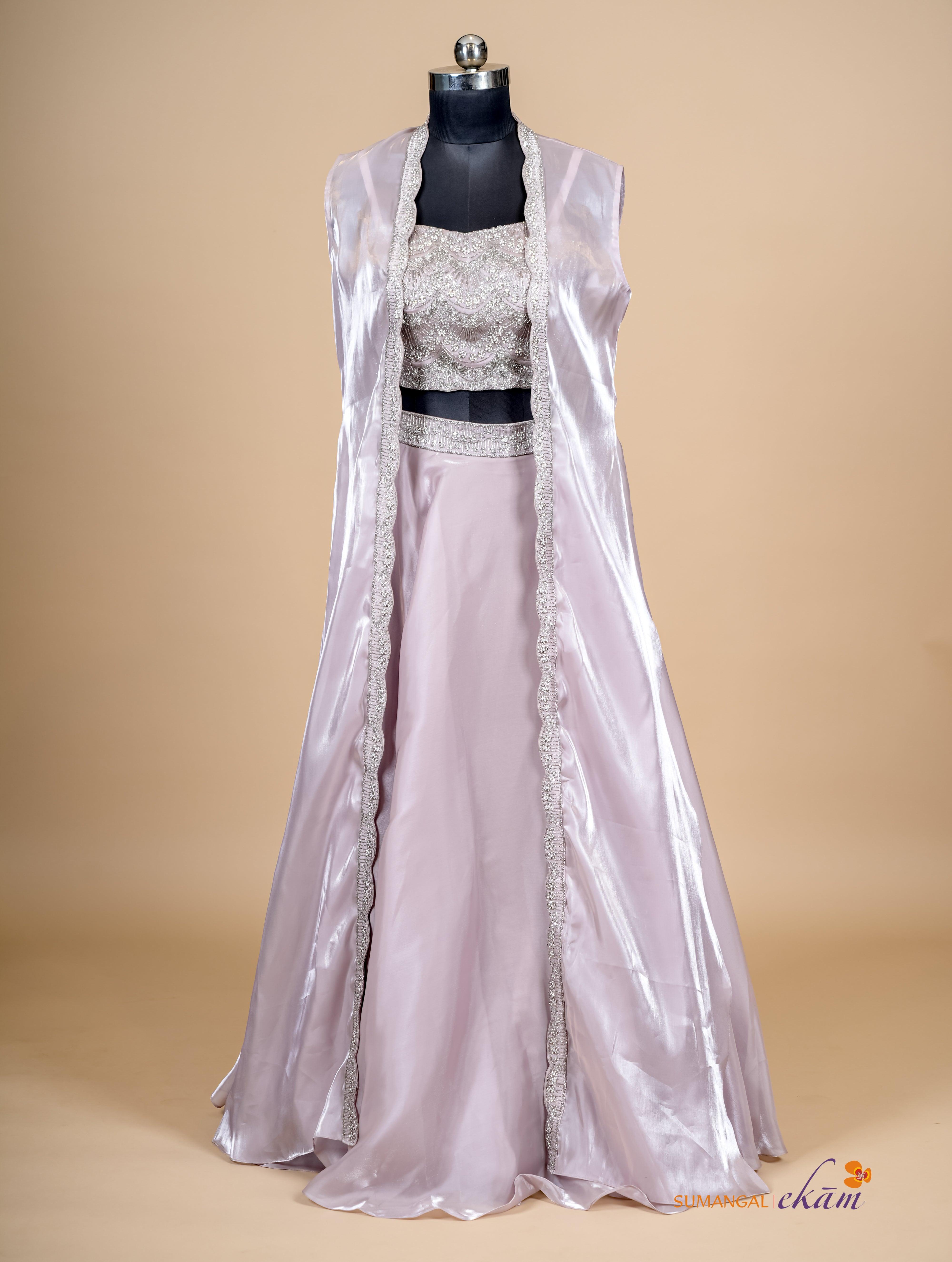 Designer Pastel Purple Organza Silk Party Wear Indo Western - Sumangal Ekam