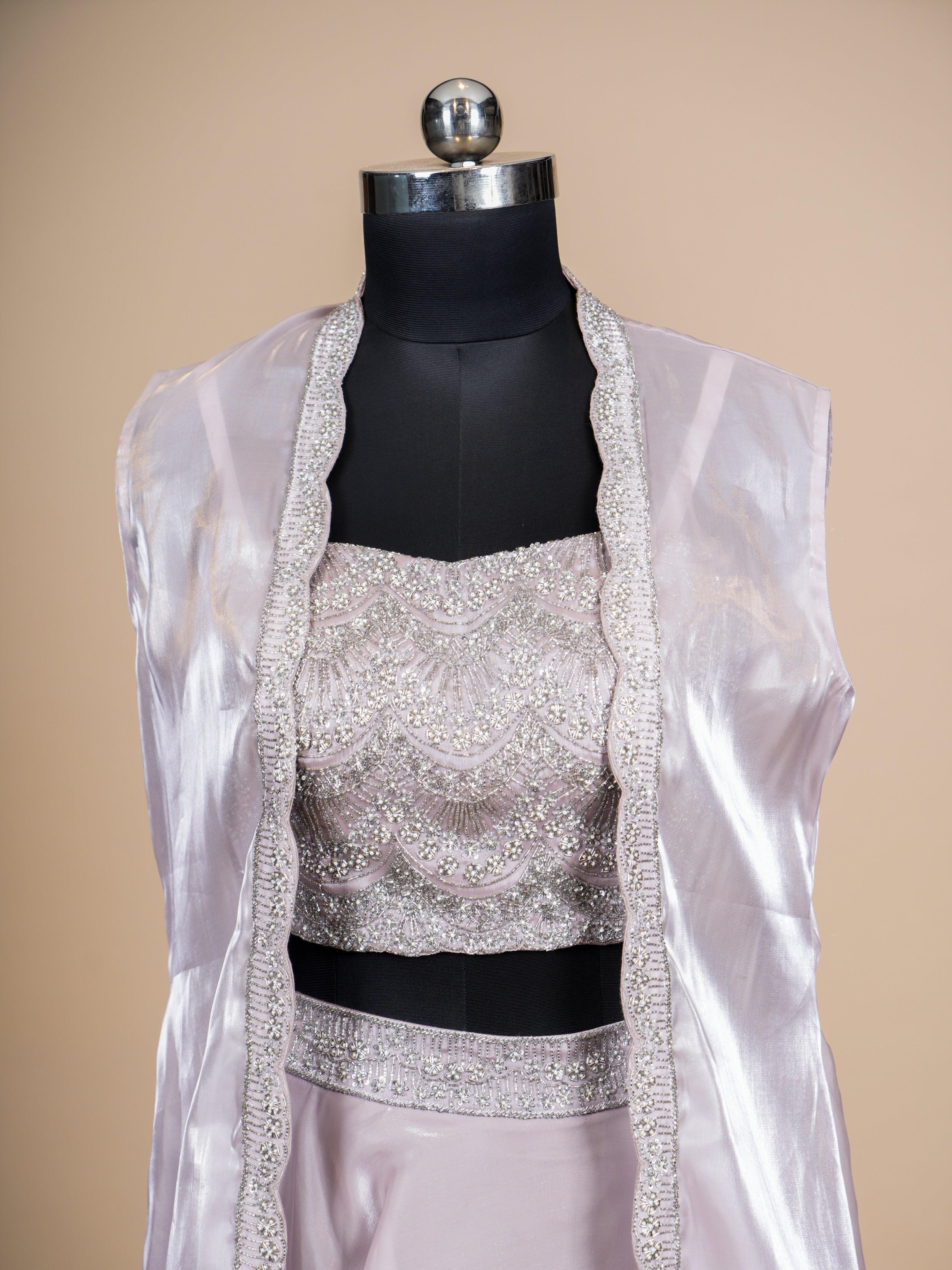 Designer Pastel Purple Organza Silk Party Wear Indo Western - Sumangal Ekam