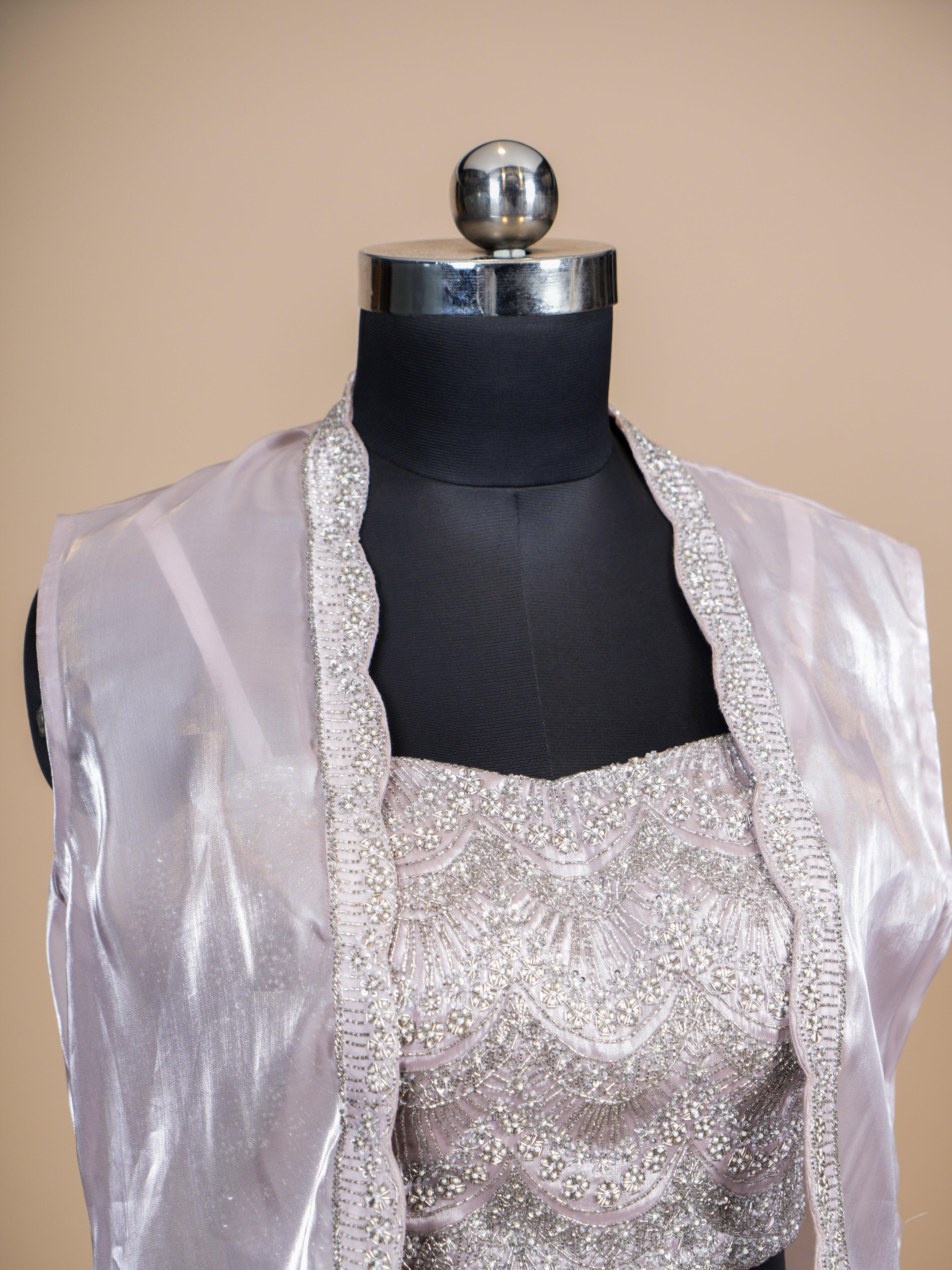 Designer Pastel Purple Organza Silk Party Wear Indo Western - Sumangal Ekam