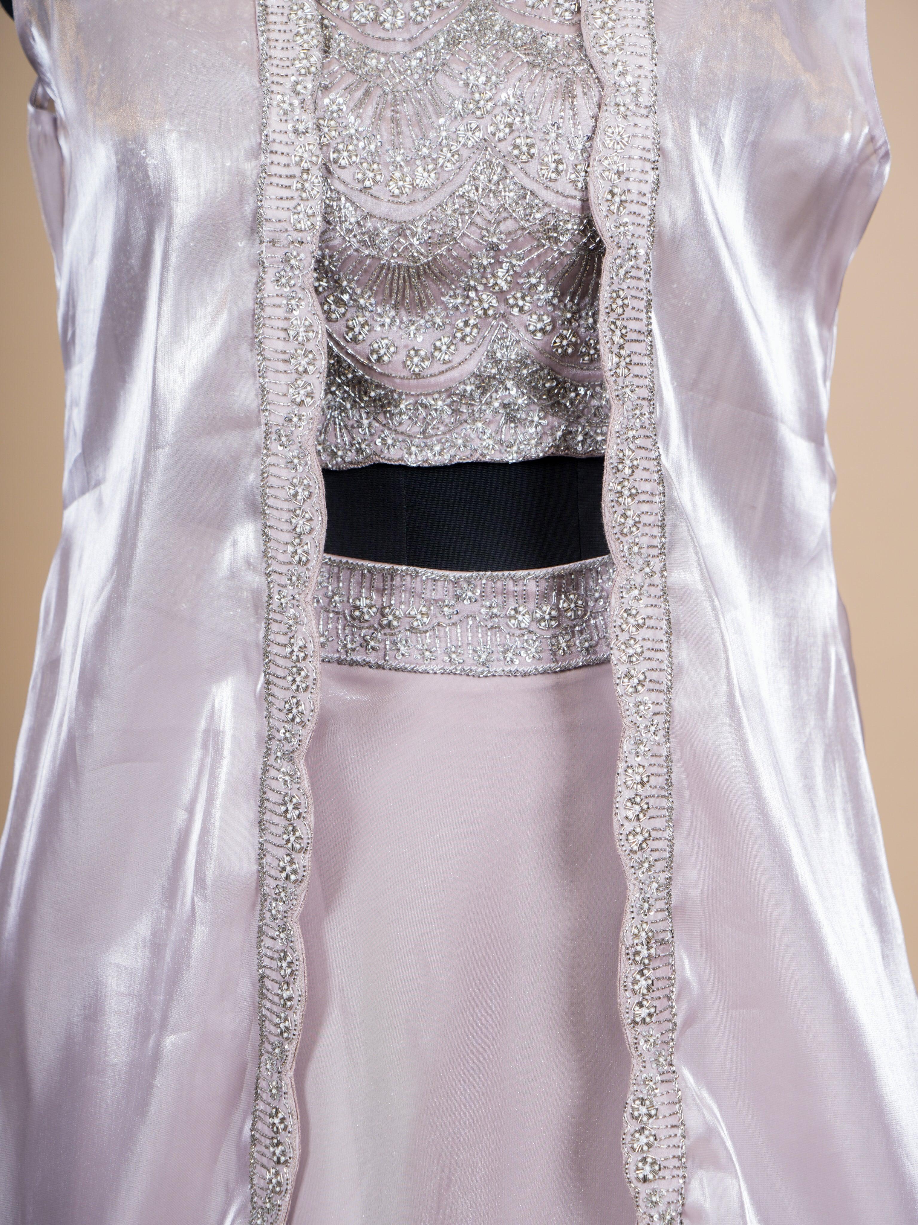 Designer Pastel Purple Organza Silk Party Wear Indo Western - Sumangal Ekam