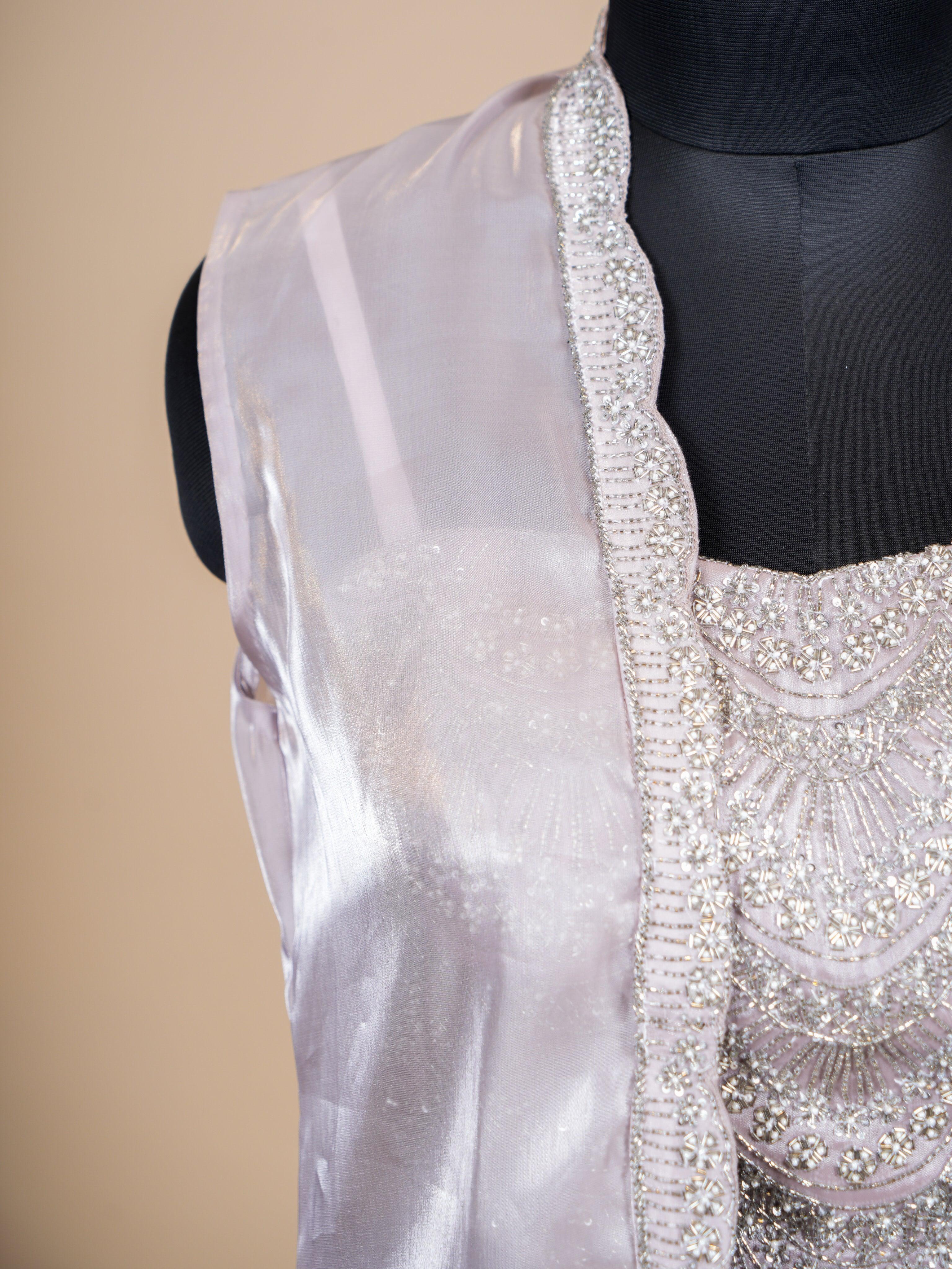 Designer Pastel Purple Organza Silk Party Wear Indo Western - Sumangal Ekam