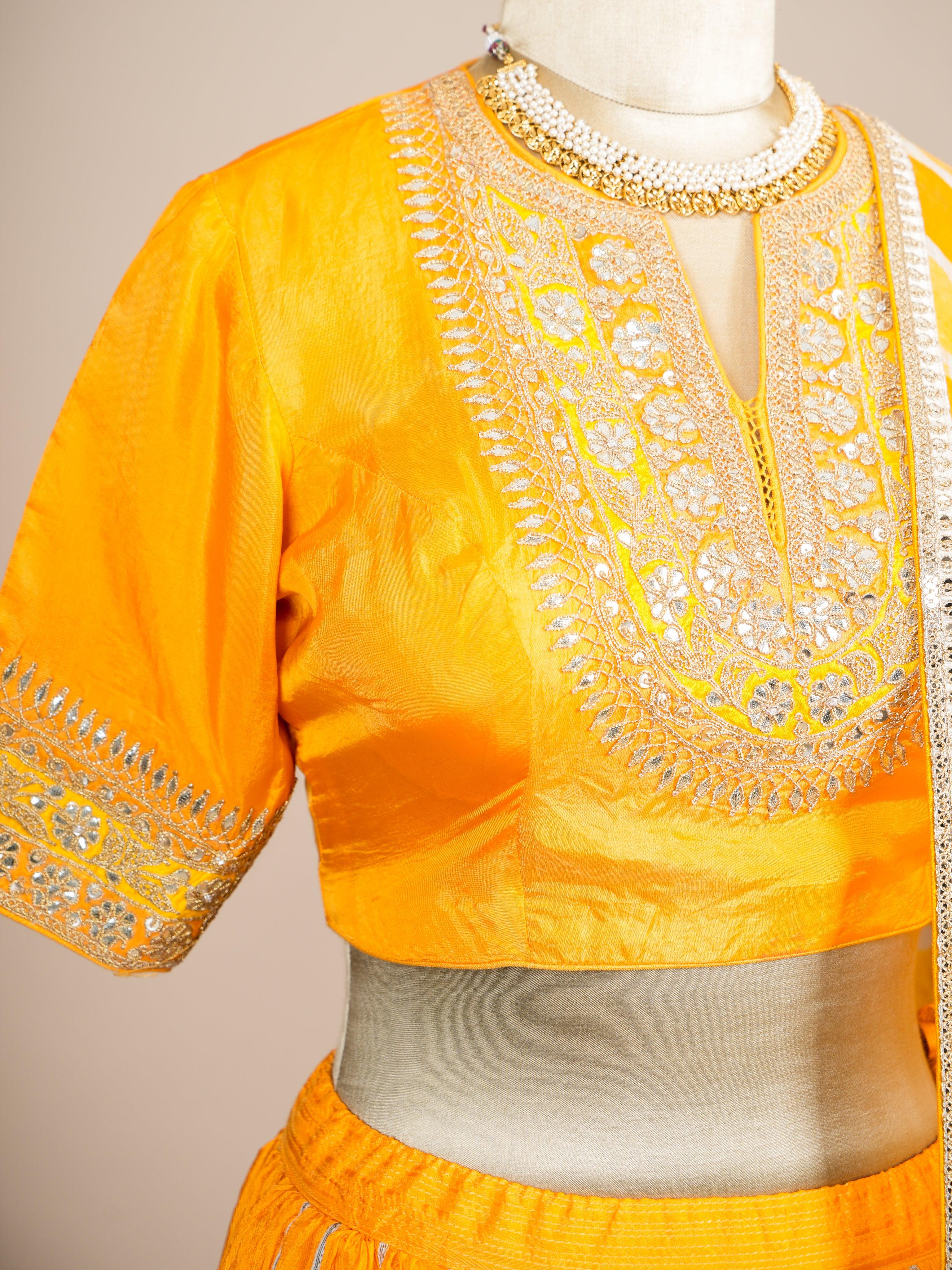 Designer Yellow Pure Silk Party Wear Lehenga - Sumangal Ekam