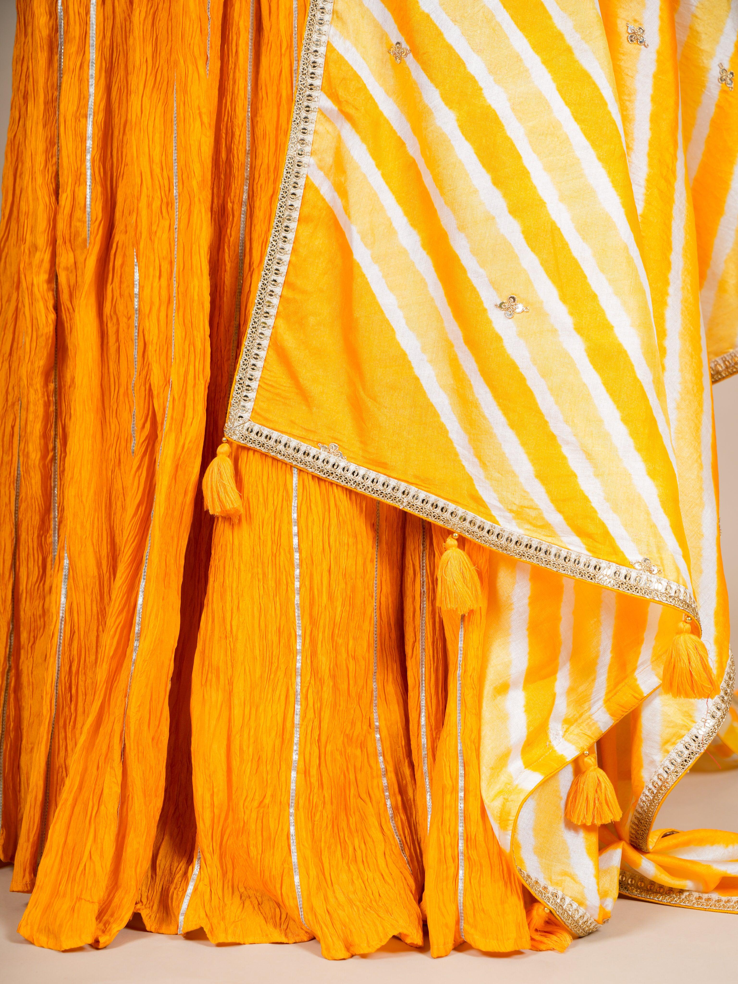 Designer Yellow Pure Silk Party Wear Lehenga - Sumangal Ekam