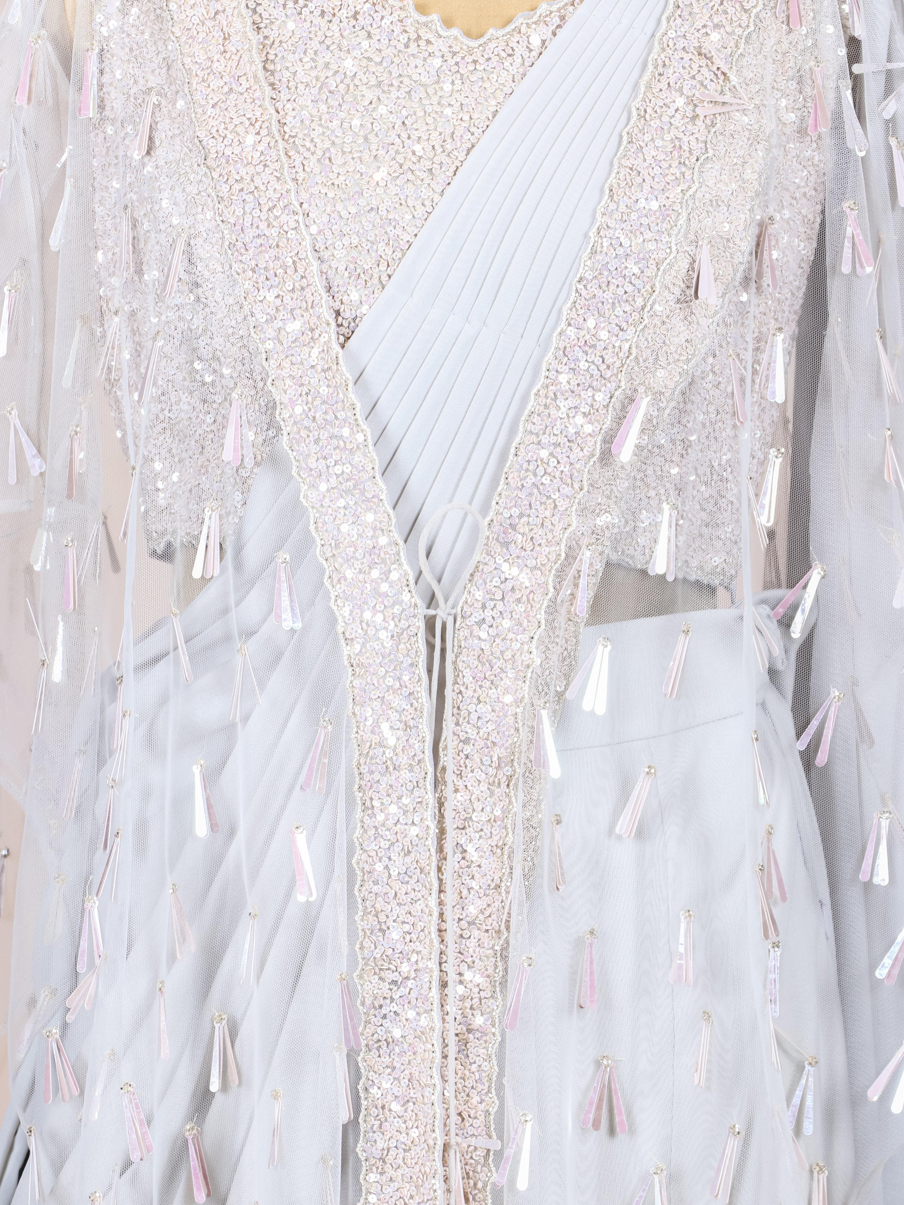 Designer Light Blue Georgette Party Wear Indo Western Plazo - Sumangal Ekam