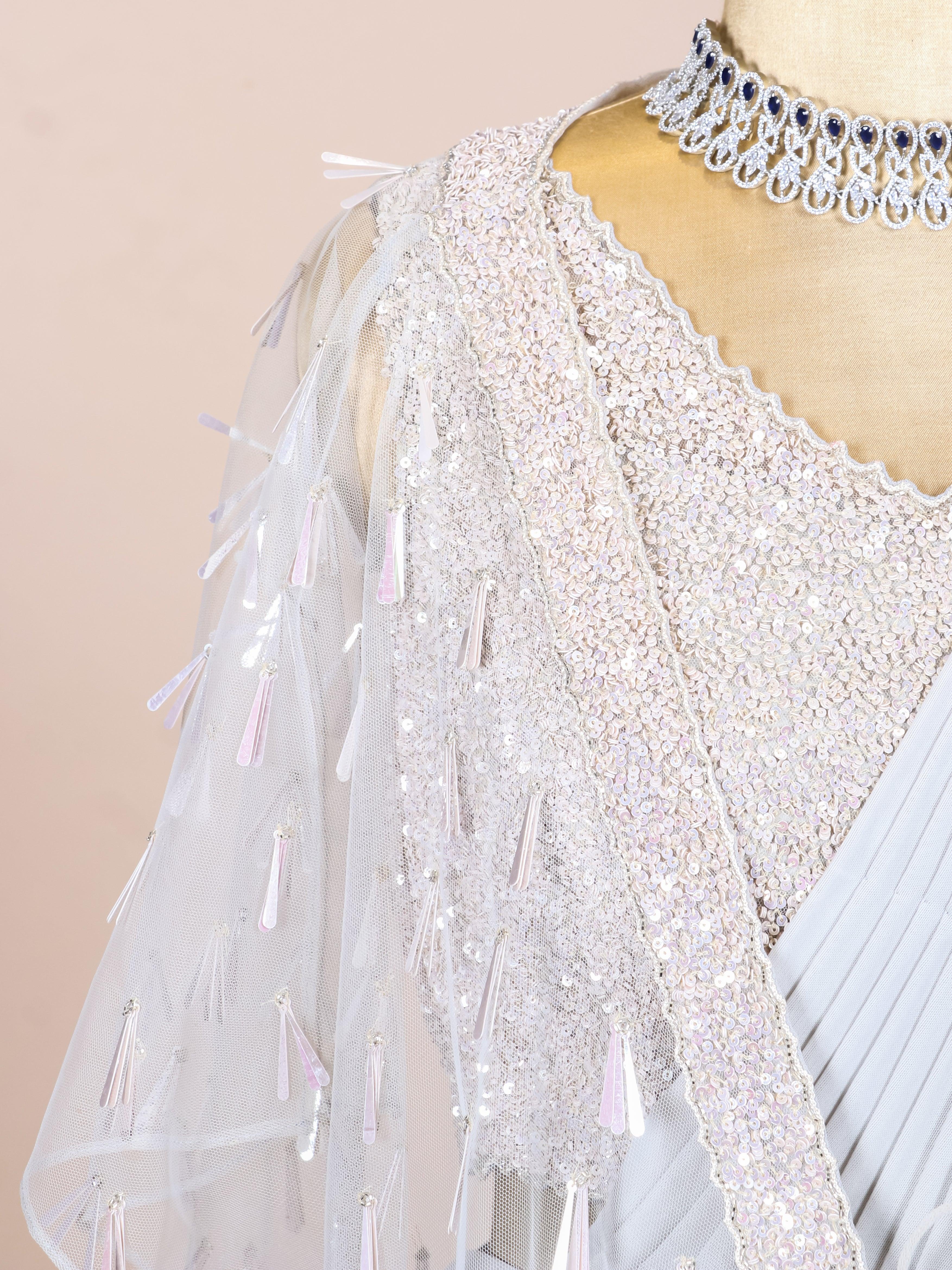 Designer Light Blue Georgette Party Wear Indo Western Plazo - Sumangal Ekam