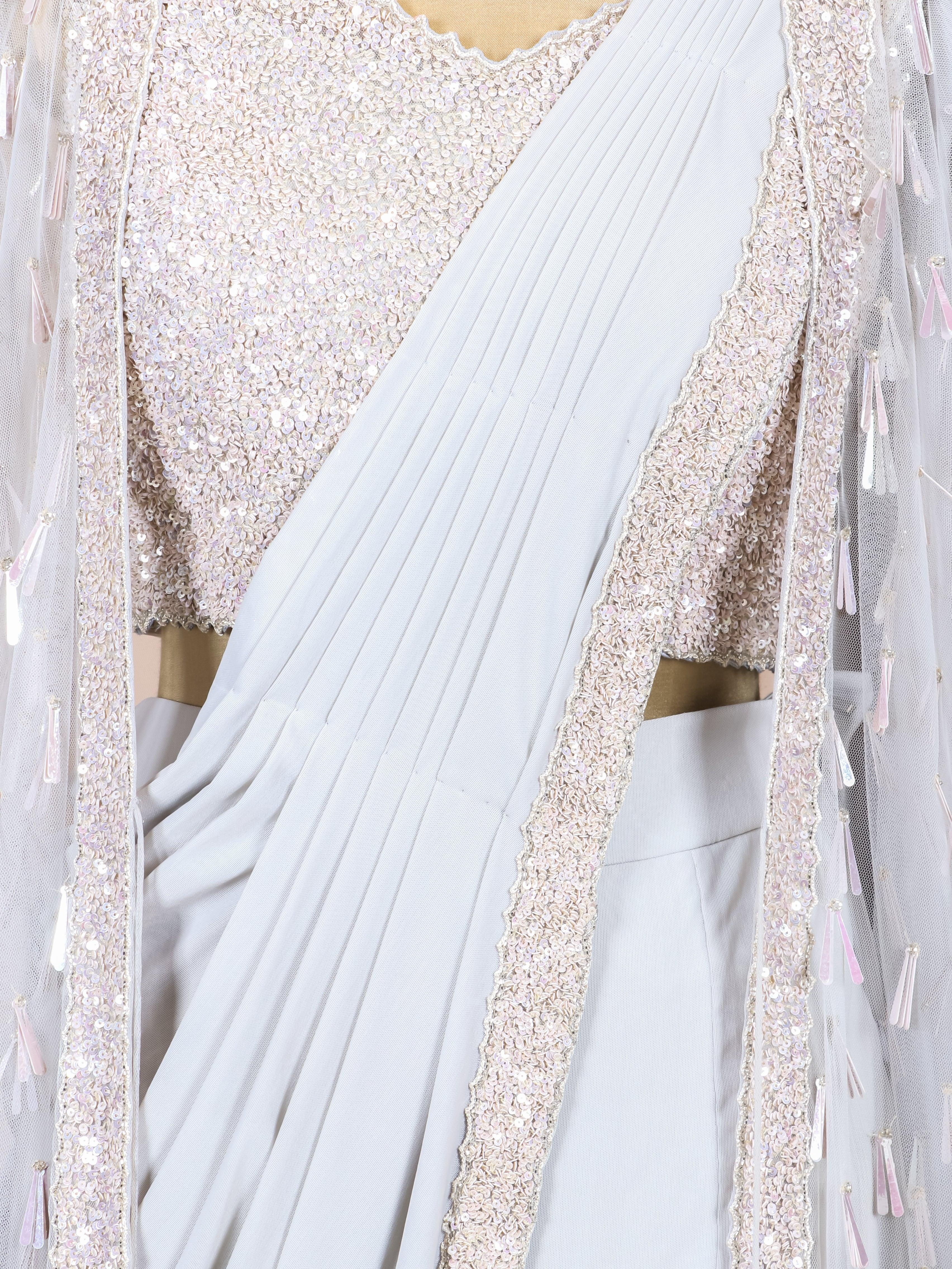 Designer Light Blue Georgette Party Wear Indo Western Plazo - Sumangal Ekam