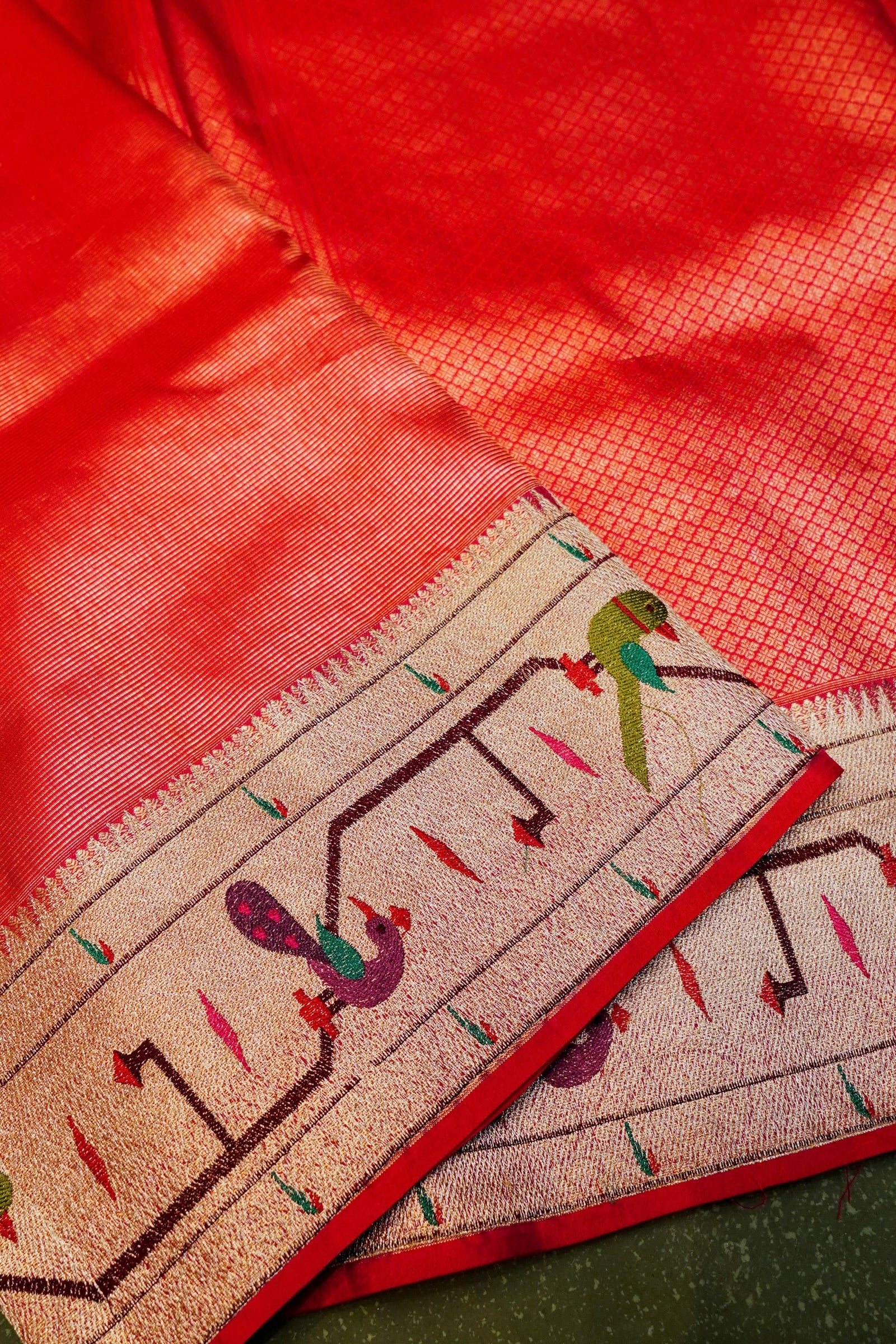 Handwoven Red Banarasi Katan Silk Saree