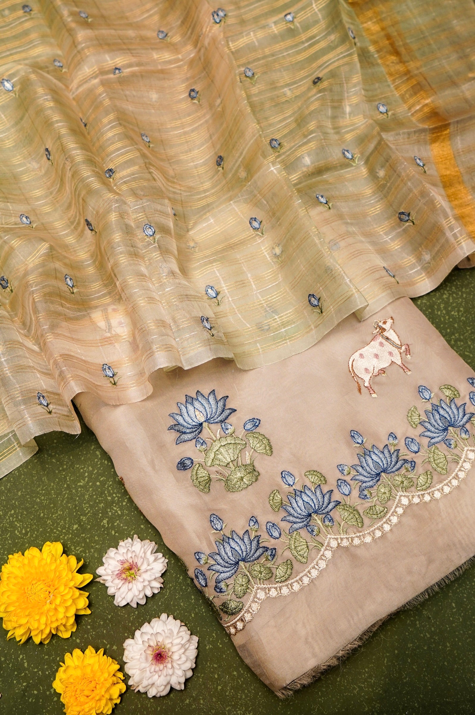 Designer Off White Organza Suit