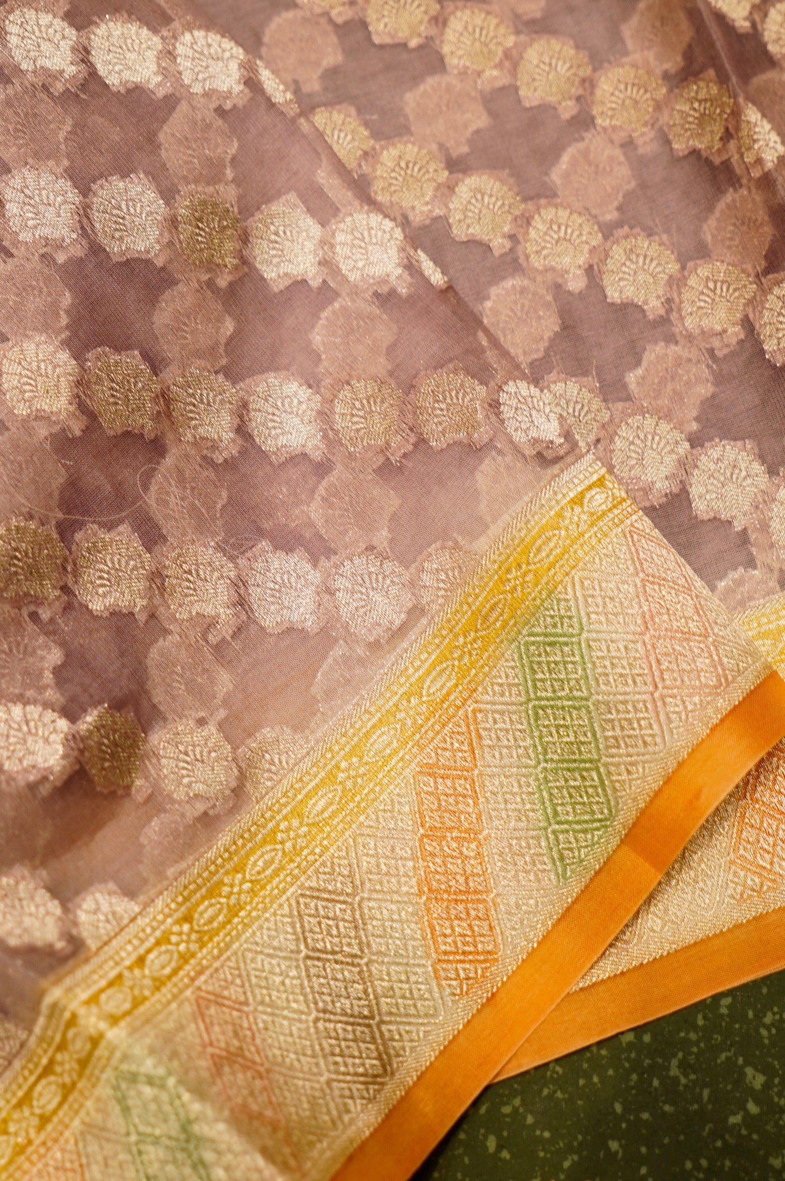 Designer Mauve Organza Suit