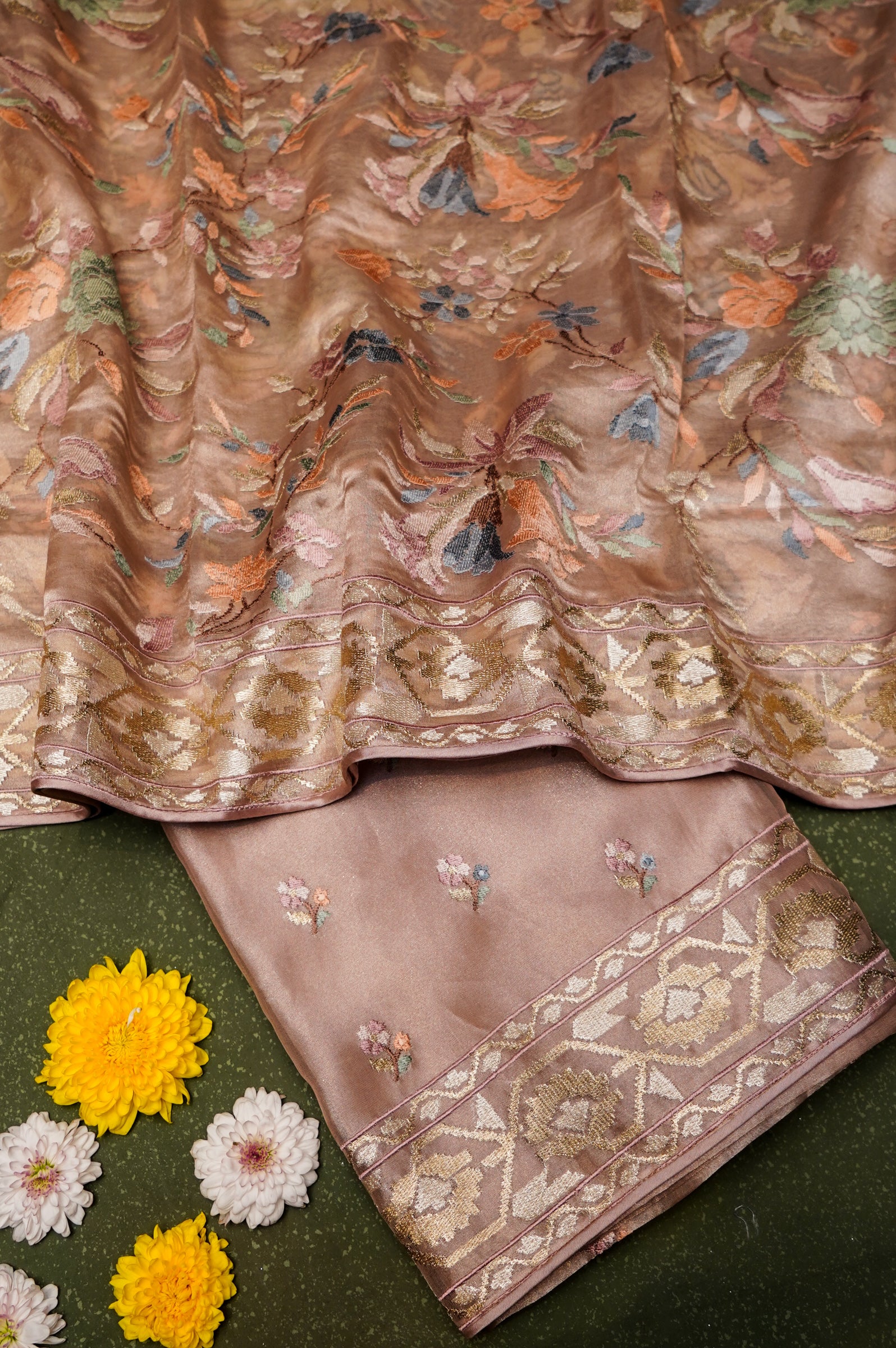 Designer Pastel Mauve Tissue Silk Suit