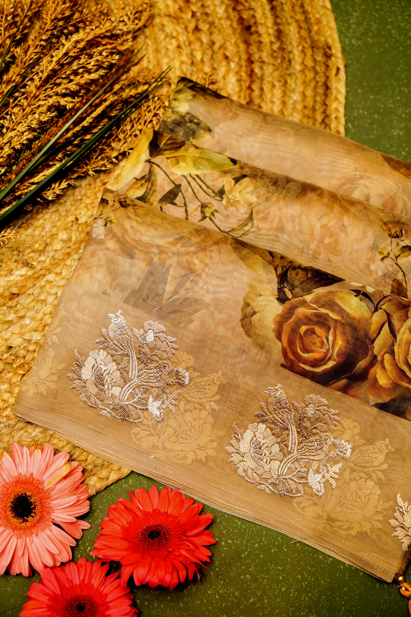 Designer Light Yellow Organza Saree