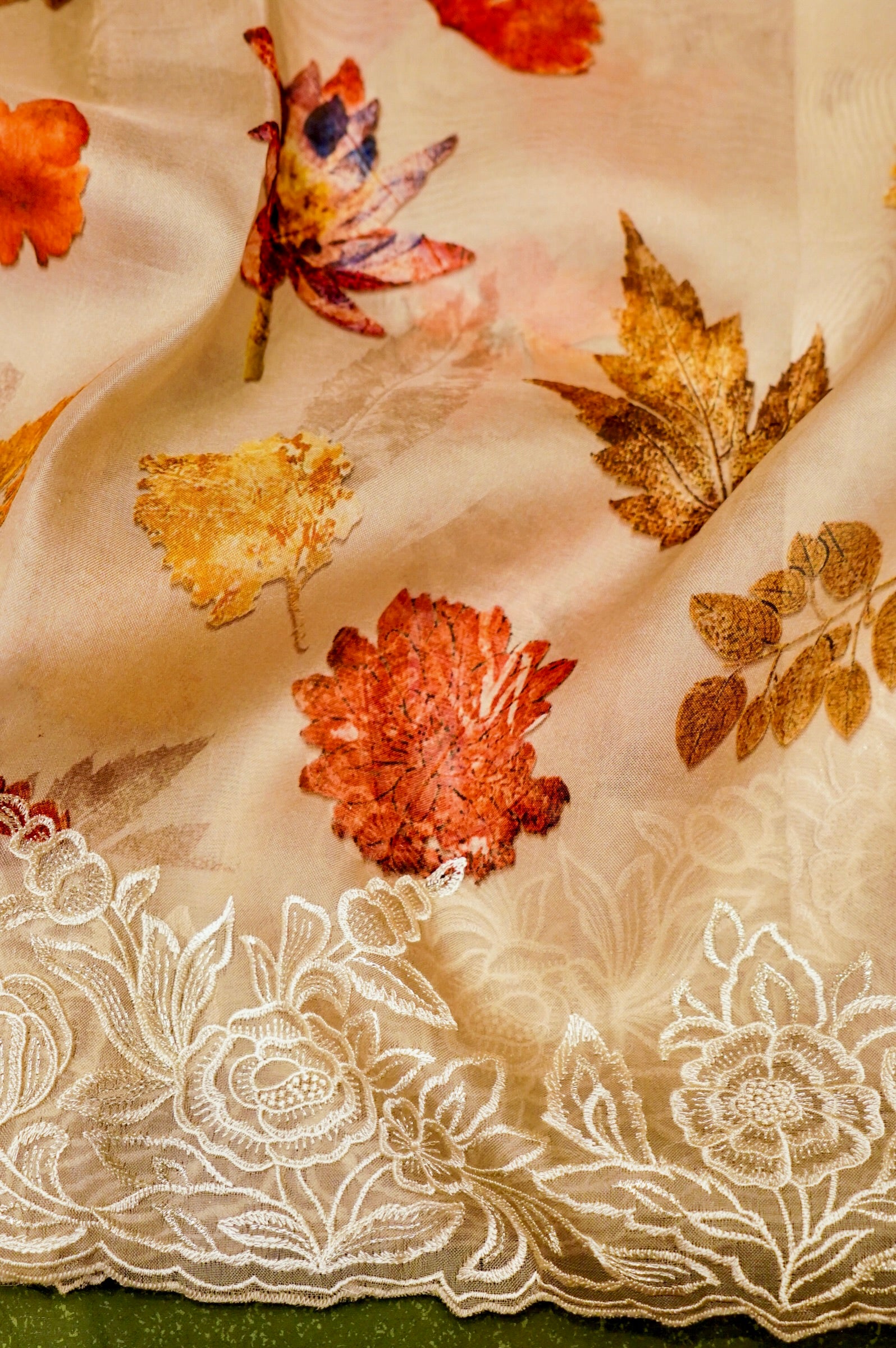 Designer Cream Organza Saree