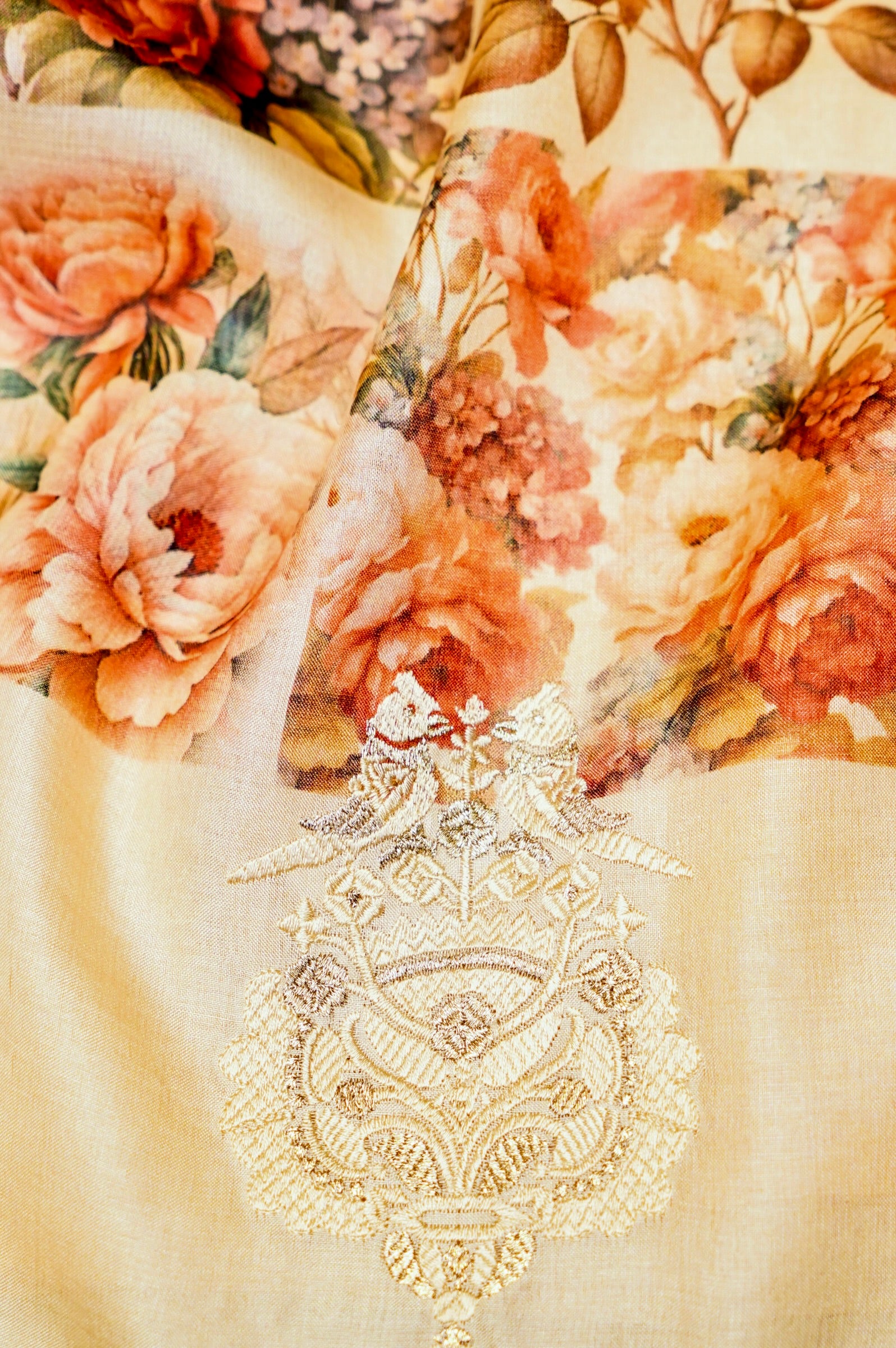 Designer Cream Organza Saree