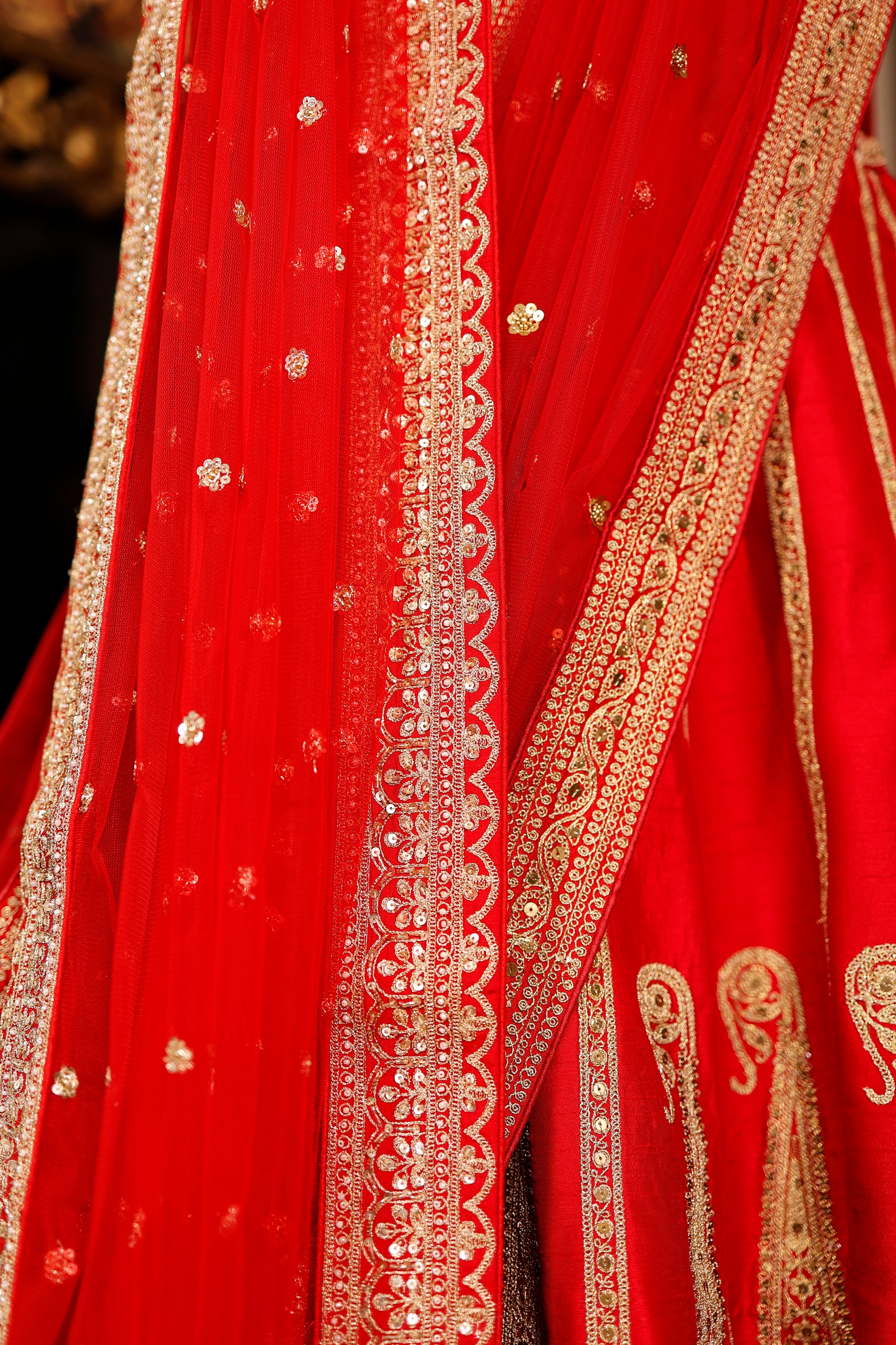 Designer Red Raw Silk Bridal Lehenga