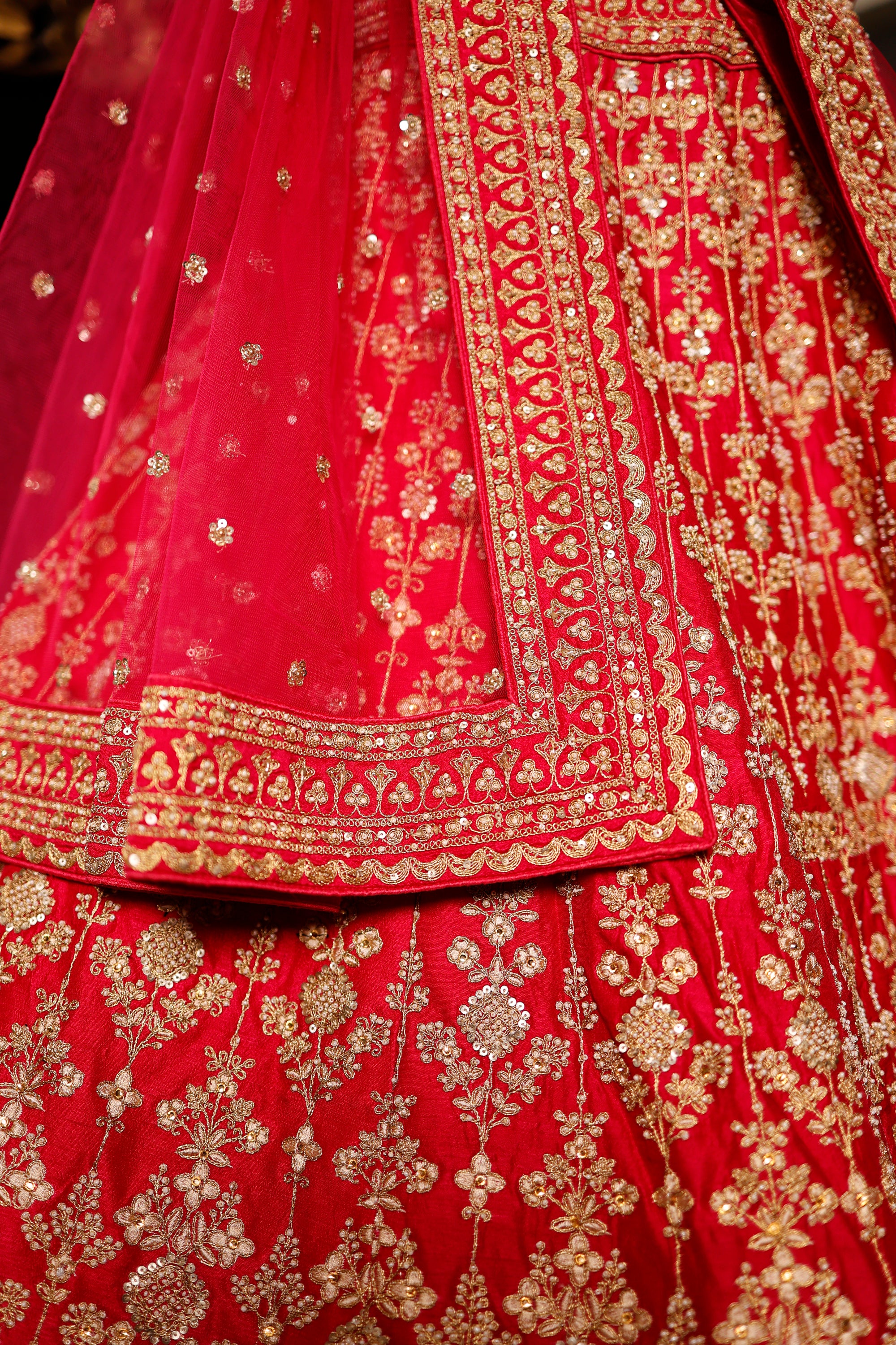 Designer Rani Pink Raw Silk Bridal Lehenga