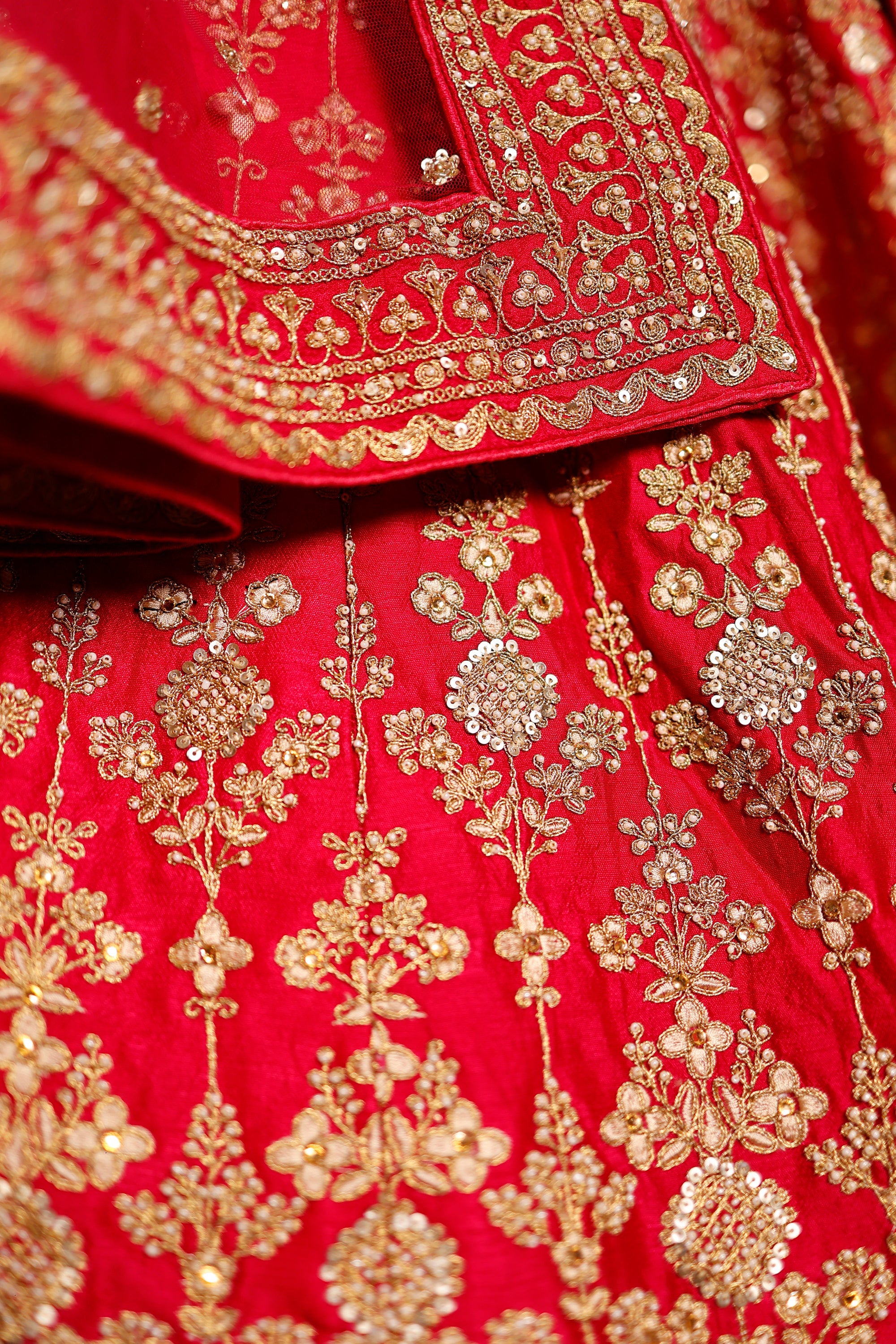 Designer Rani Pink Raw Silk Bridal Lehenga