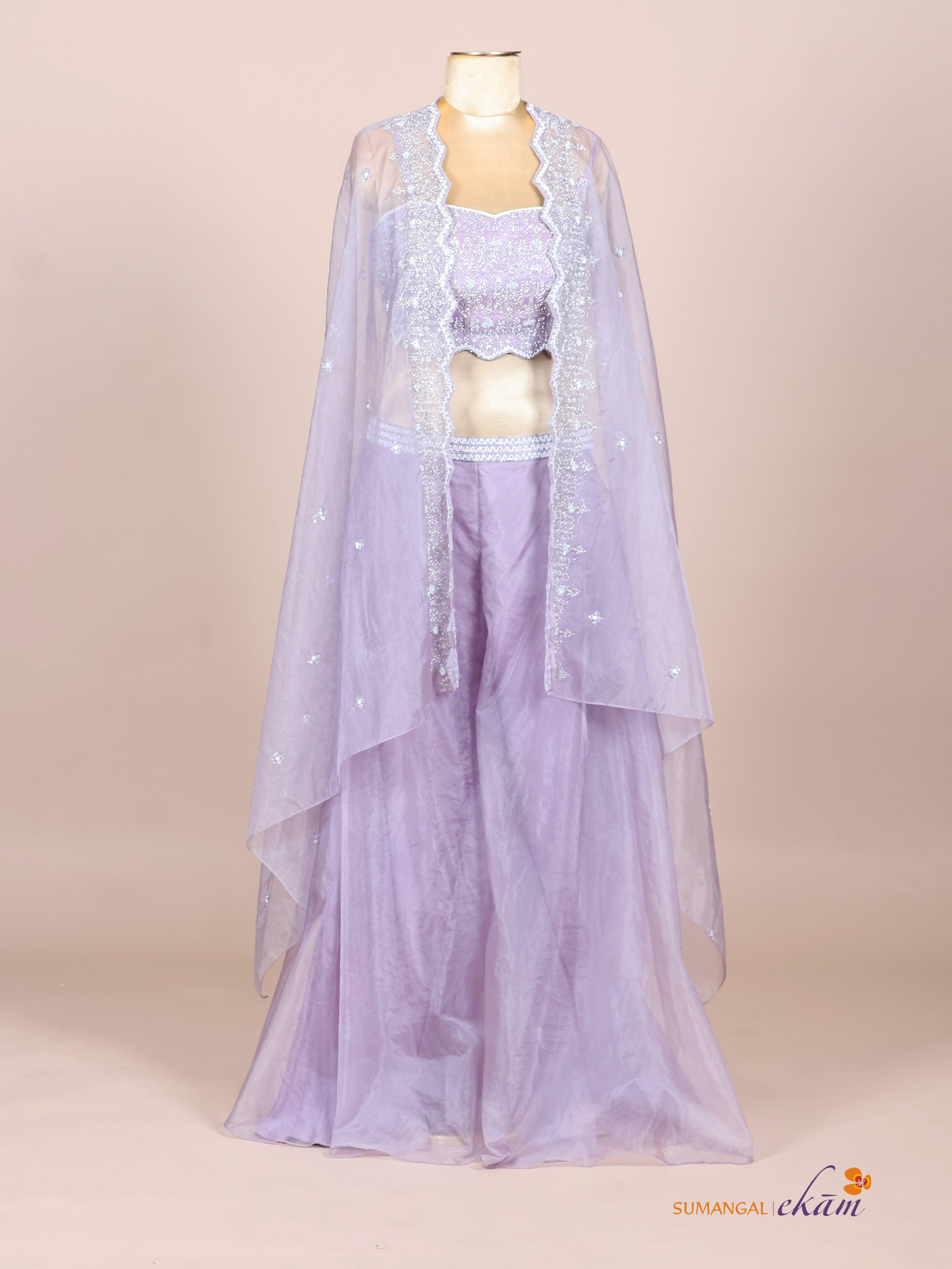 Designer Lavender Tissue Party Wear Indo Western - Sumangal Ekam